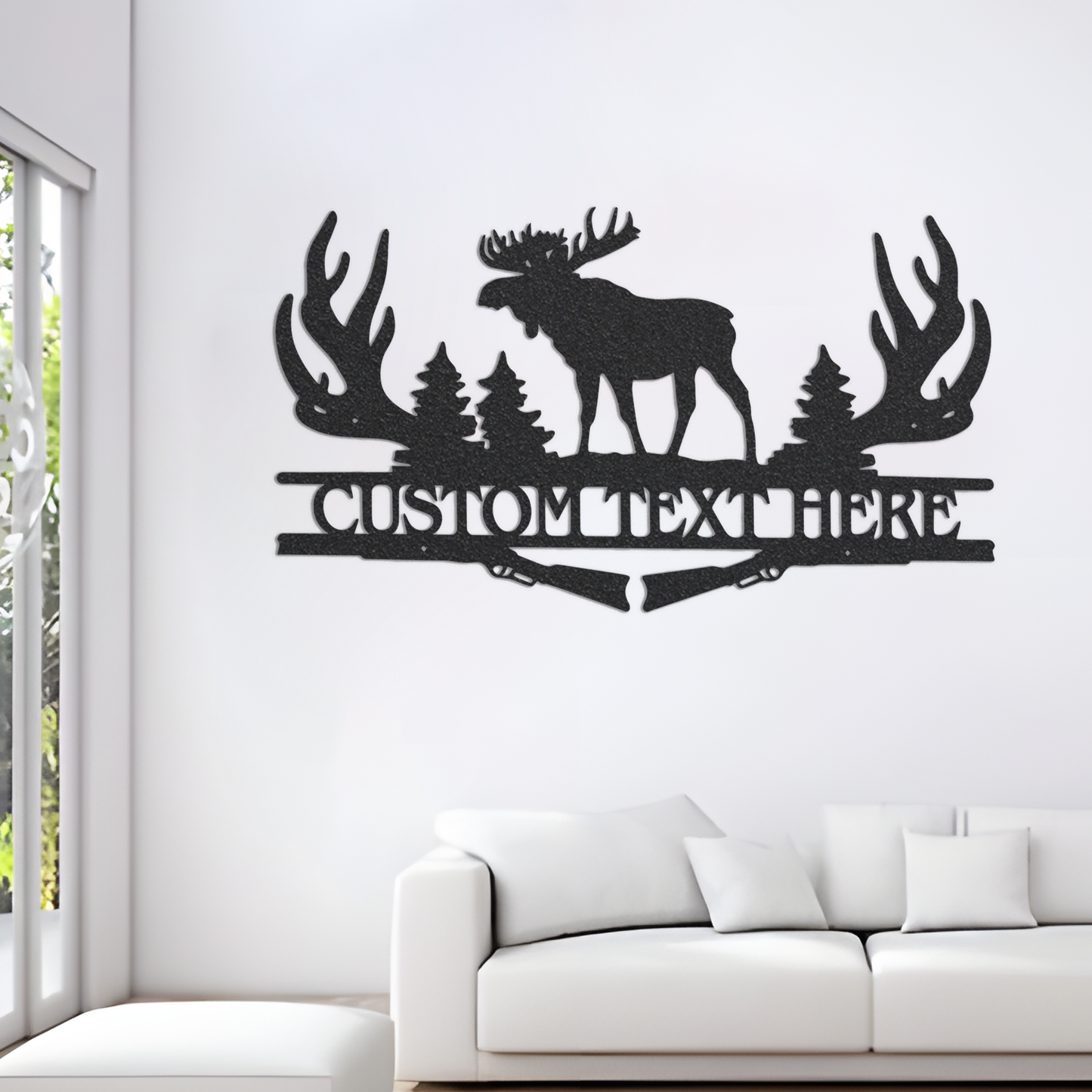Moose with Antlers Metal Sign, Custom Name Sign Moose Wall Art, Animal Metal Sign Modern Wall Art, Metal Wall Art Moose Decor