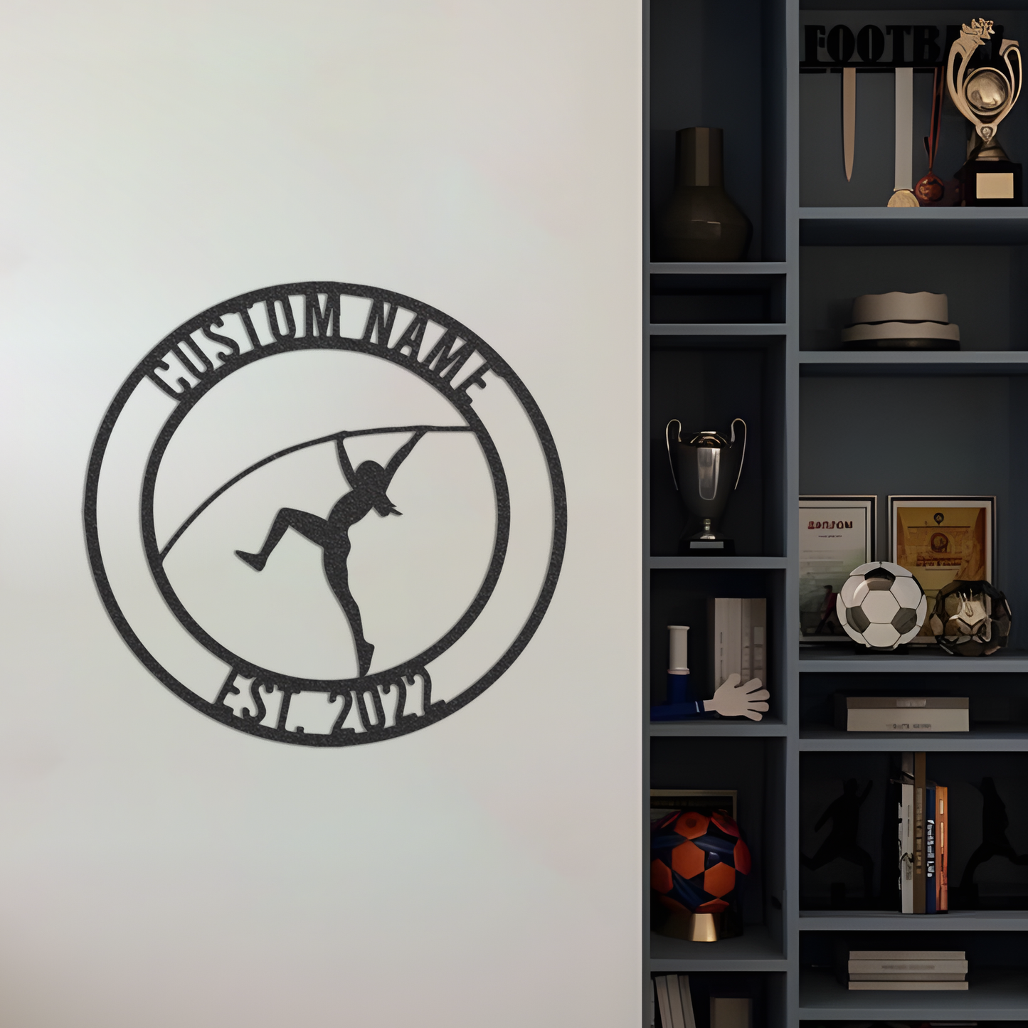 Personalized Female Pole Vaulter Metal Wall Art With Led Lights, Woman Pole Vaulter Christmas Sign, Pole Vaulter Gift, Living Room Decor