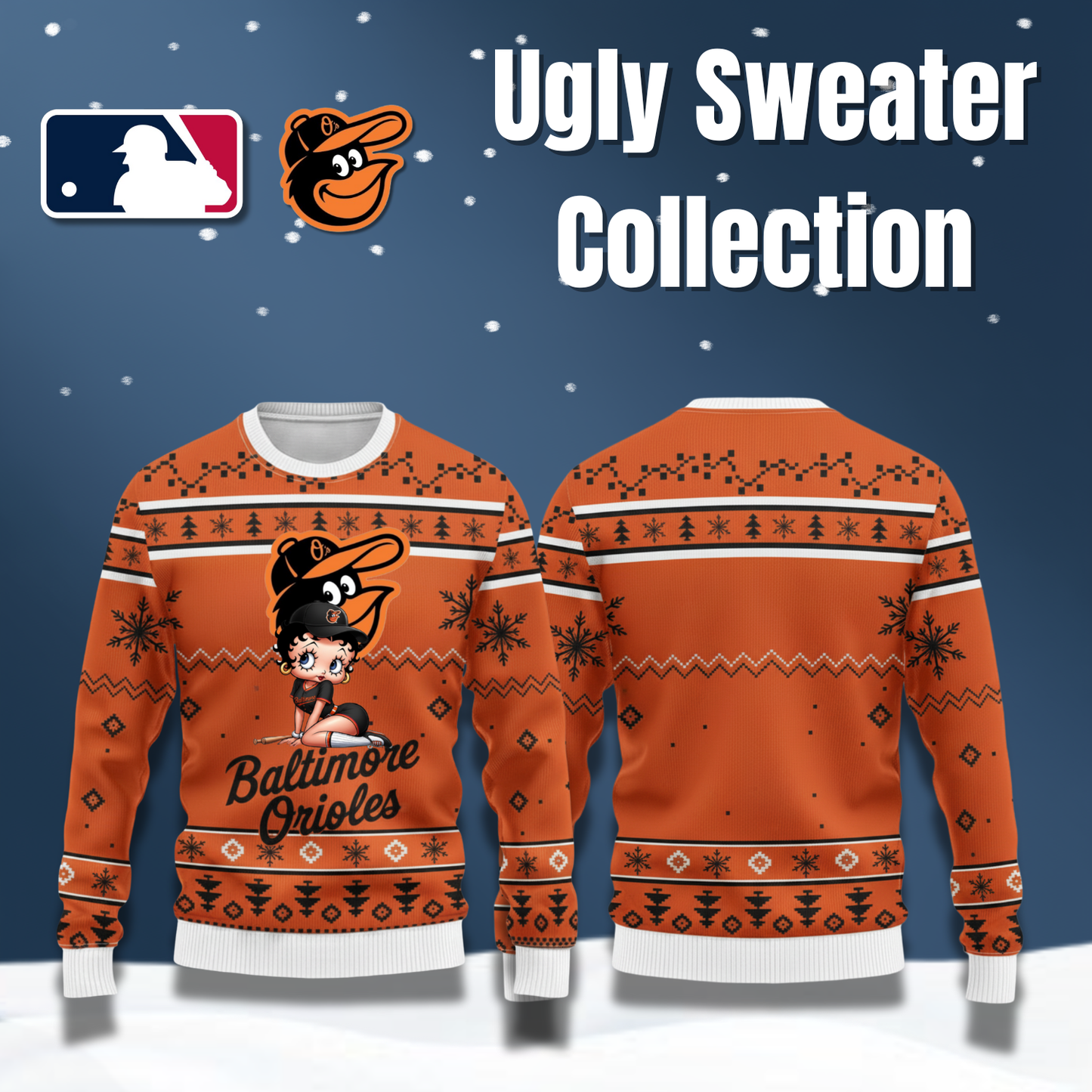 MLB Baltimore Orioles x Betty Boop Ugly Sweater