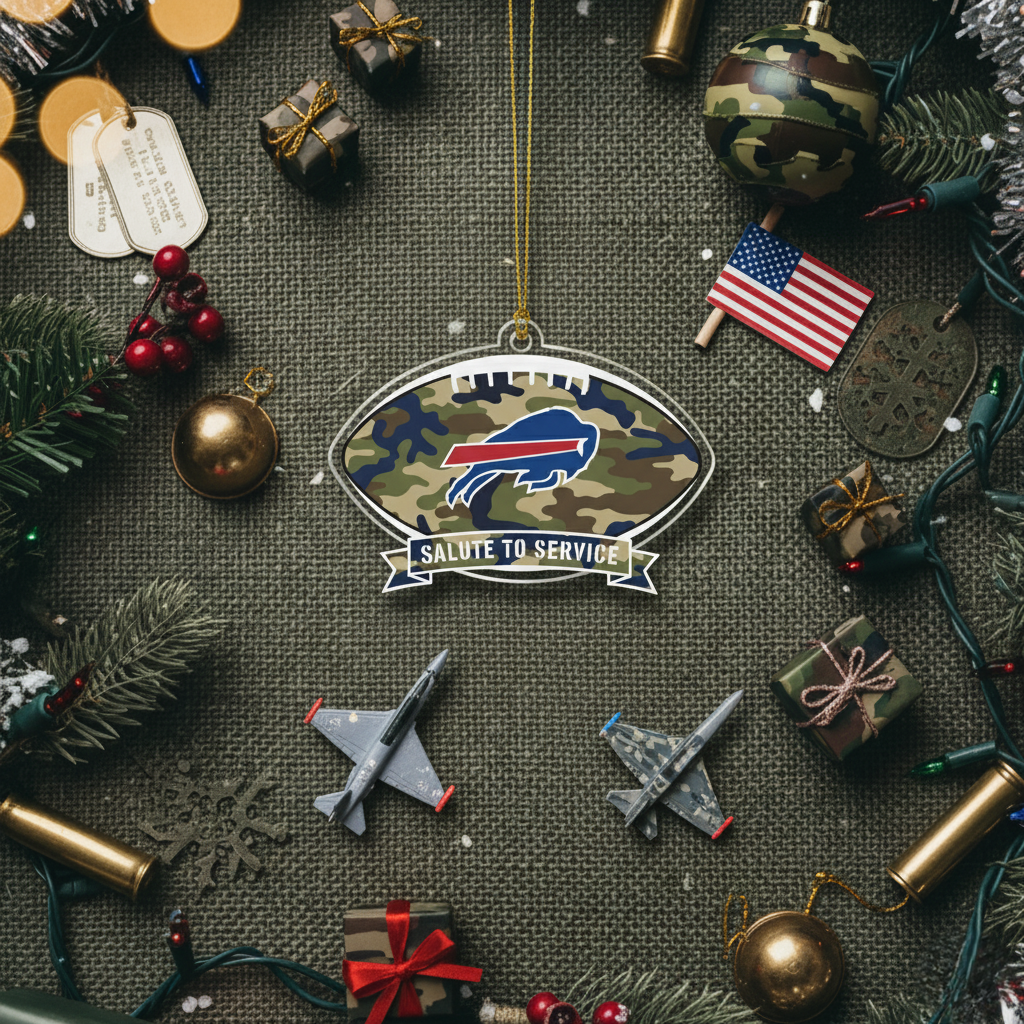NFL Salute to Service Buffalo Bills Ball Acrylic Ornament