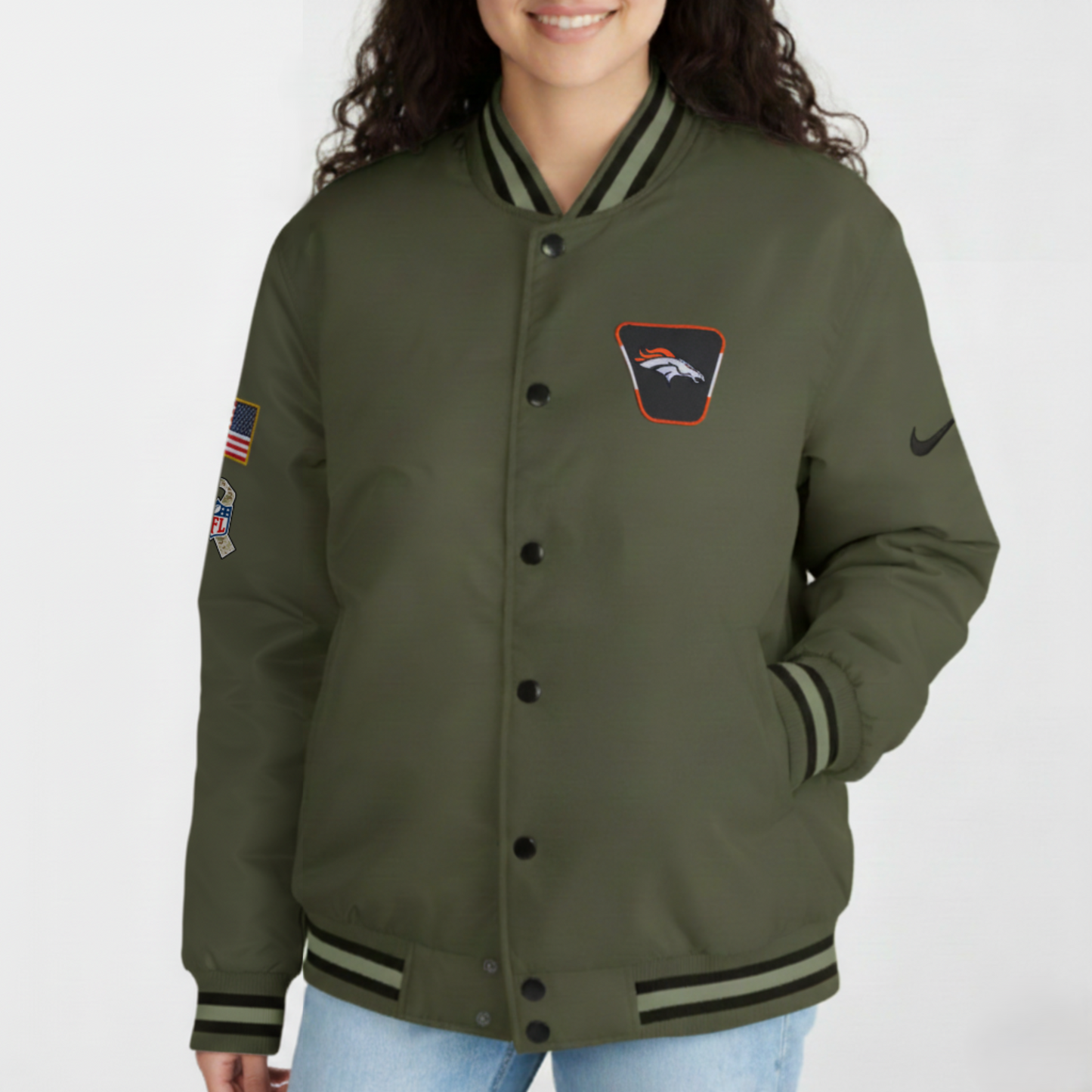 Denver Broncos Nike Women's 2025 Salute to Service Varsity Jacket