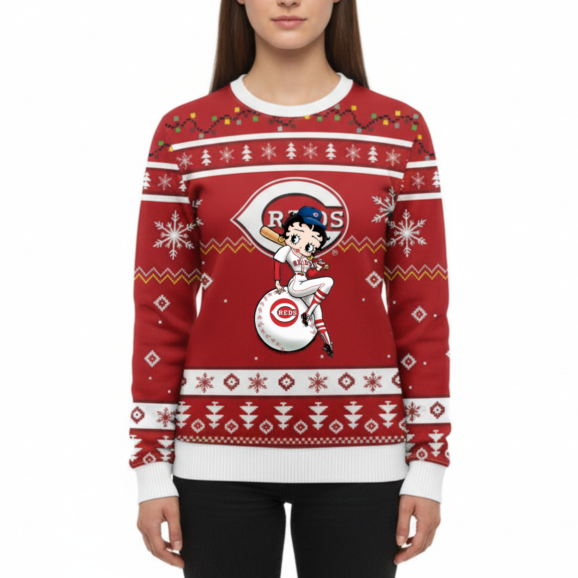 MLB Cincinnati Reds x Betty Boop Women’s Ugly Sweater