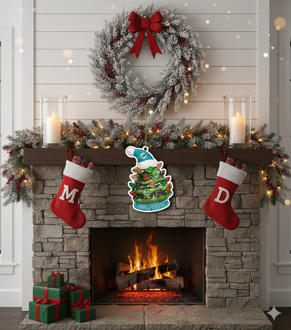 NFL Christmas Miami Dolphins Ornaments Ready to Hang Miami Dolphins Ornament Christmas Ornaments