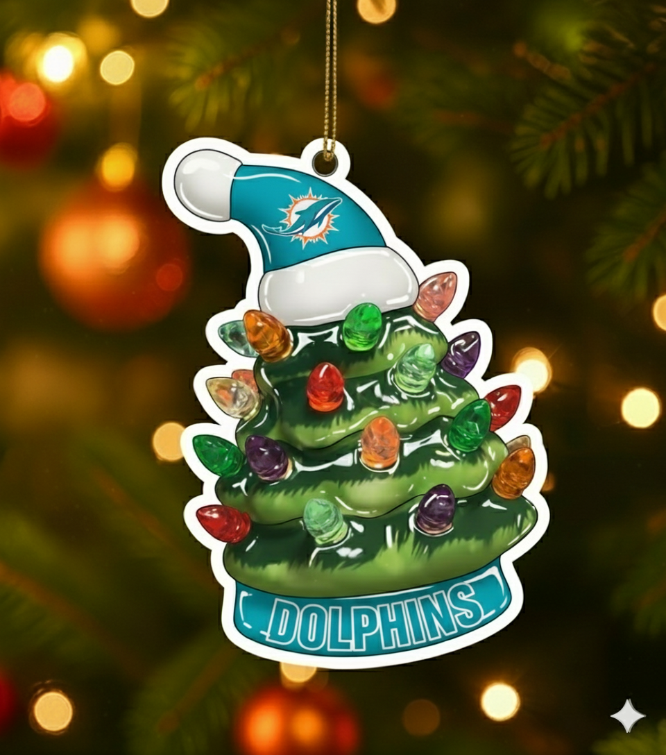 NFL Christmas Miami Dolphins Ornaments Ready to Hang Miami Dolphins Ornament Christmas Ornaments