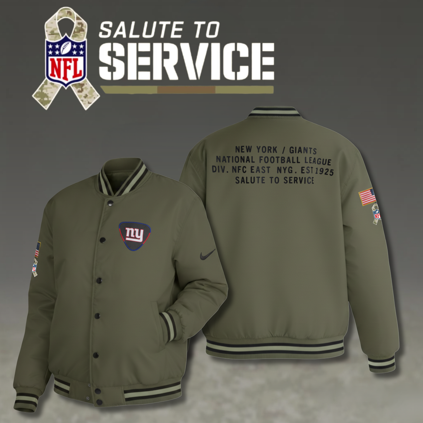 New York Giants Nike Women's 2025 Salute to Service Varsity Jacket