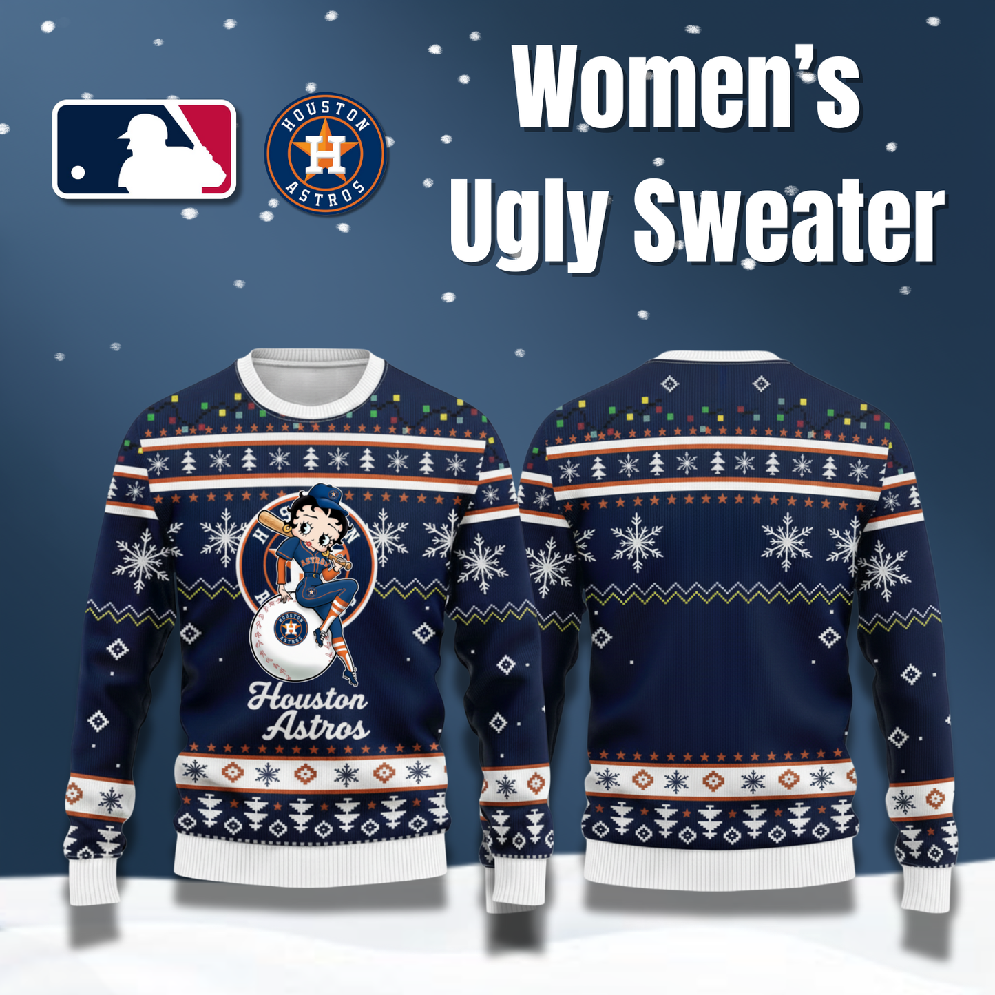 MLB Houston Astros x Betty Boop Women’s Ugly Sweater