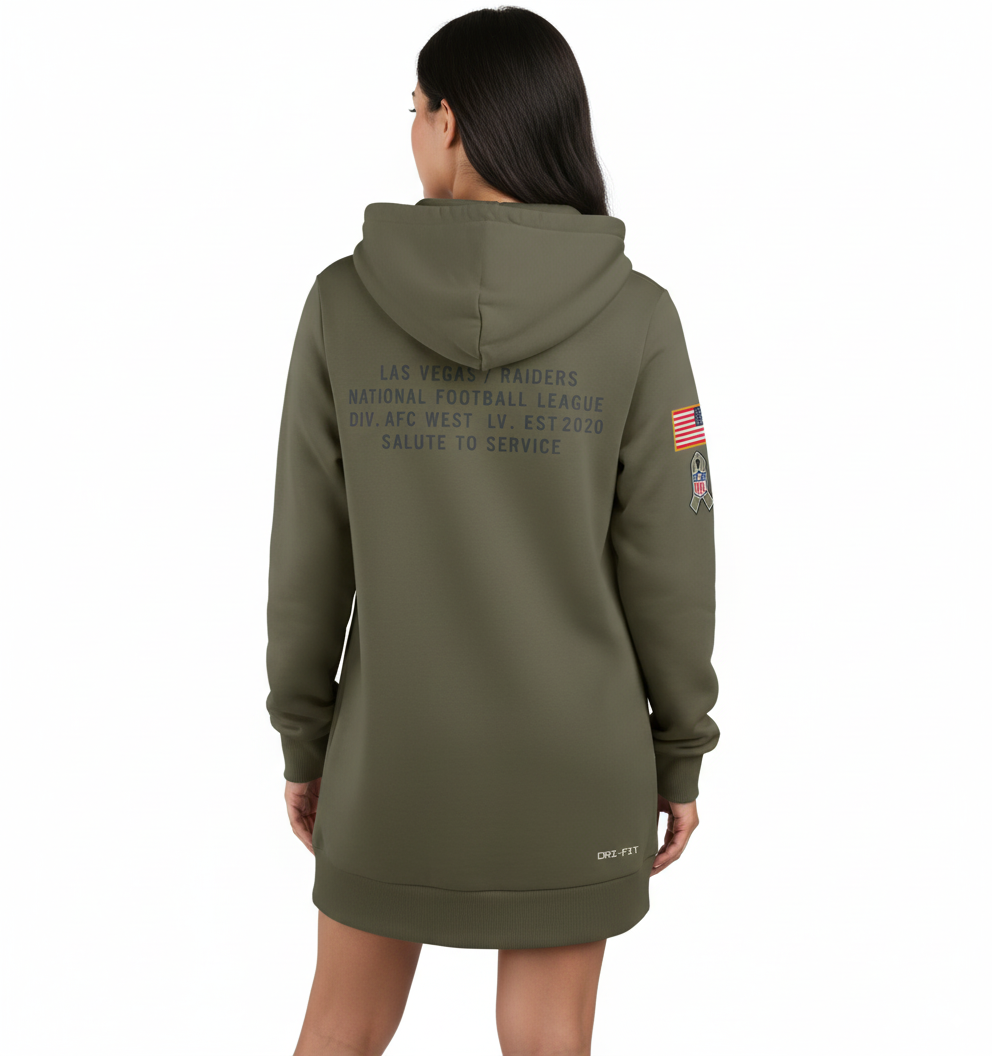 Las Vegas Raiders Nike Women's 2025 Salute to Service All Over Print Hoodie