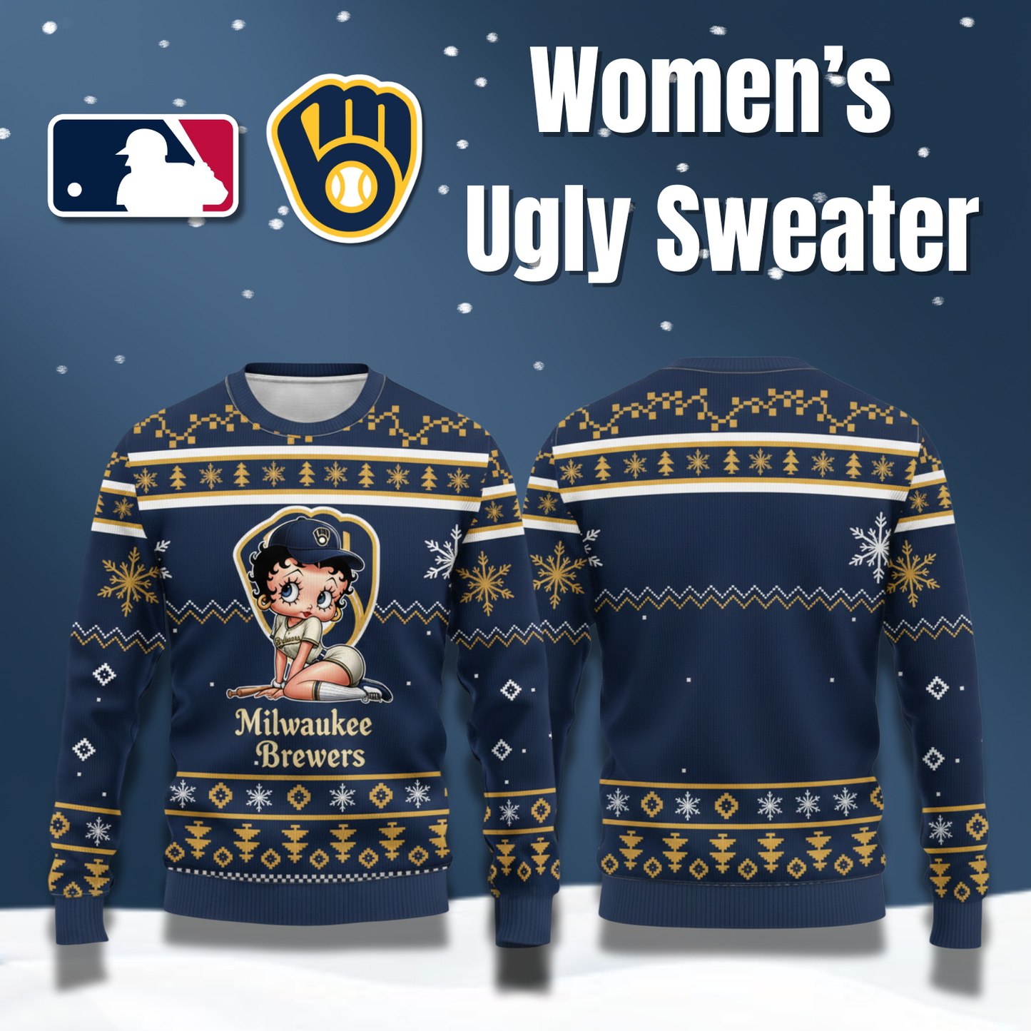 MLB Milwaukee Brewers x Betty Boop Women’s Ugly Sweater
