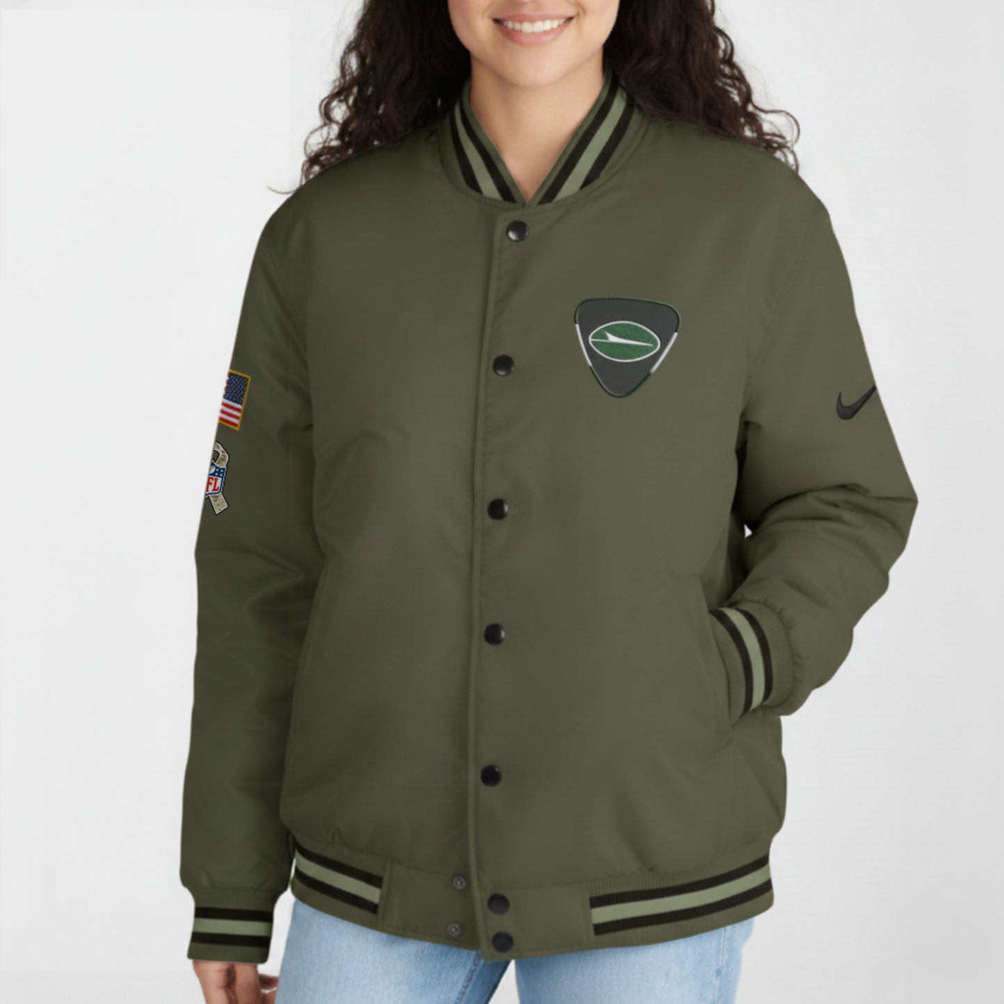 New York Jets Nike Women's 2025 Salute to Service Varsity Jacket