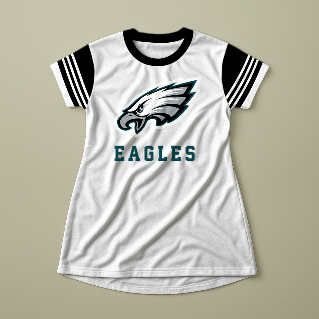 Women's Gameday Couture White Black Philadelphia Eagles Dress