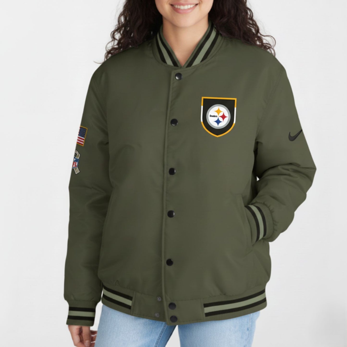 Pittsburgh Steelers Nike Women's 2025 Salute to Service Varsity Jacket