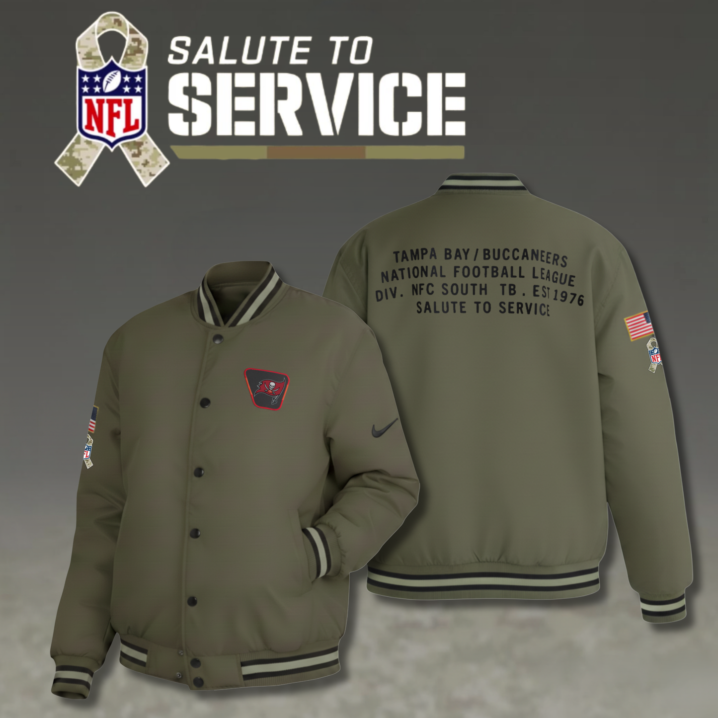 Tampa Bay Buccaneers Nike Women's 2025 Salute to Service Varsity Jacket