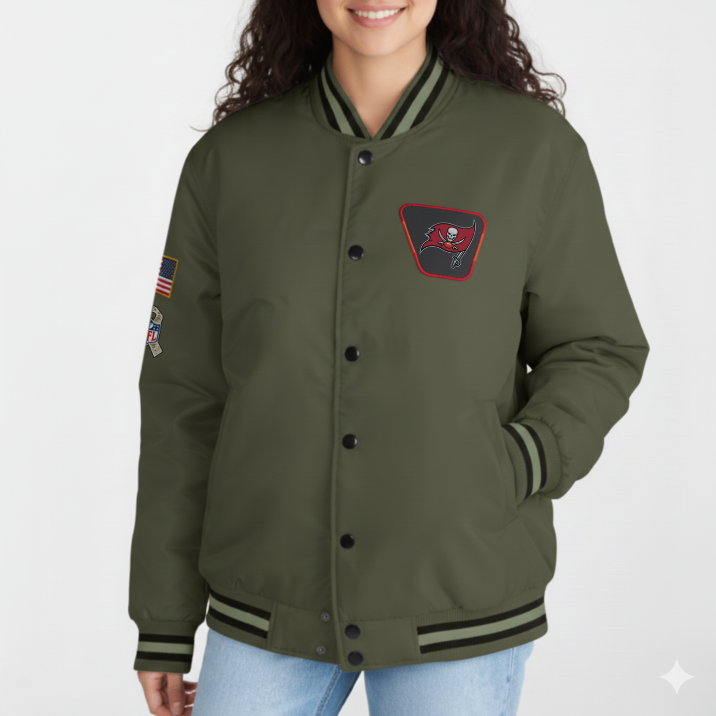 Tampa Bay Buccaneers Nike Women's 2025 Salute to Service Varsity Jacket