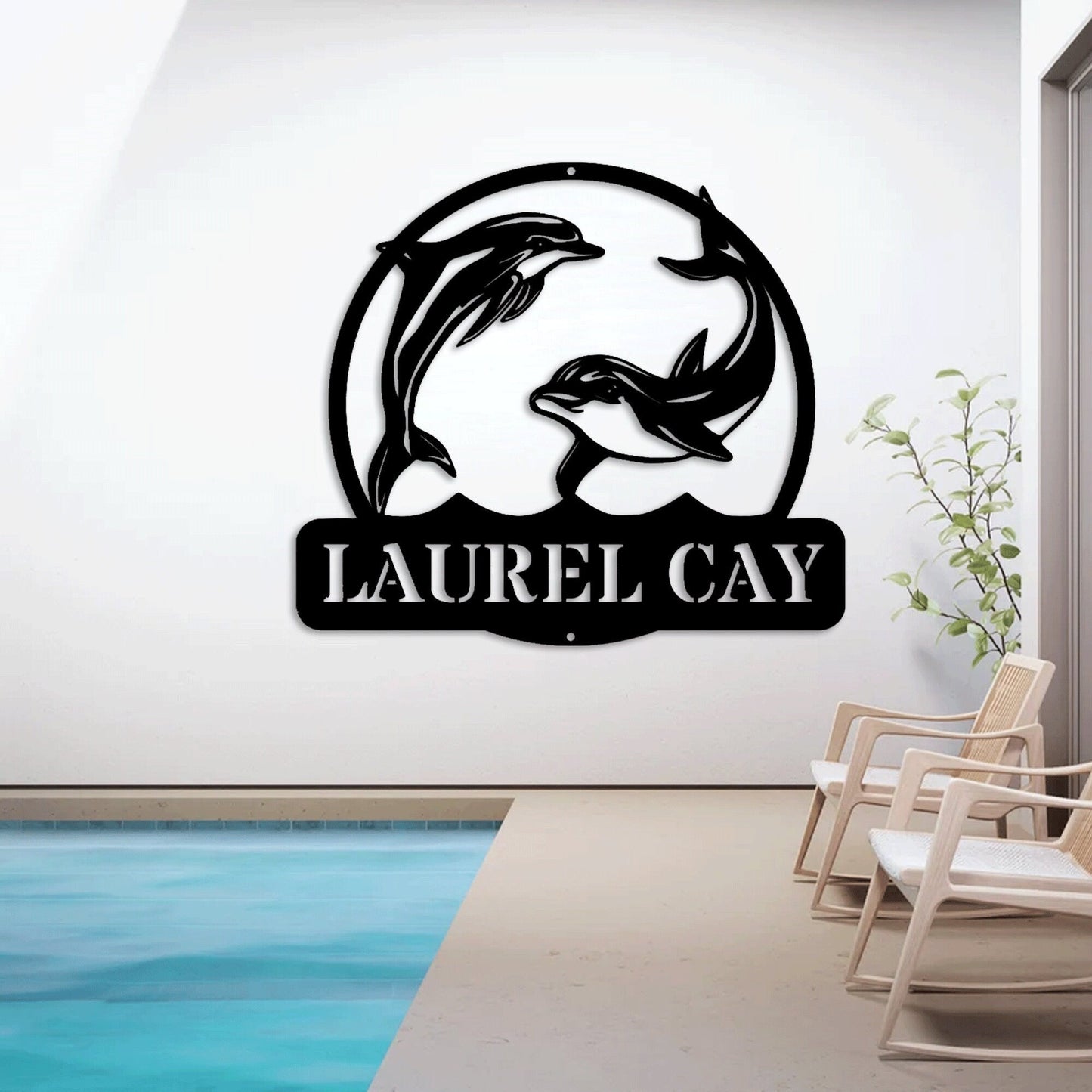 Personalized Metal Dolphin Metal Sign With LED, Custom Metal Wall Art LED Monogram-Family Name Sign-Lake House Sign-Beach Home Decor.1