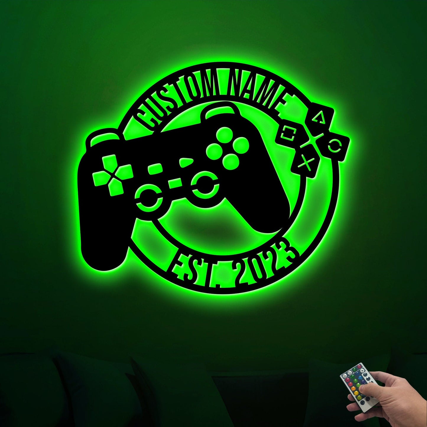 Custom Metal Gaming Sign with Led Light, Game Controller Metal Wall Art, Game Room Decor, Gamer Name Sign, Gaming Gift, Video Game Art