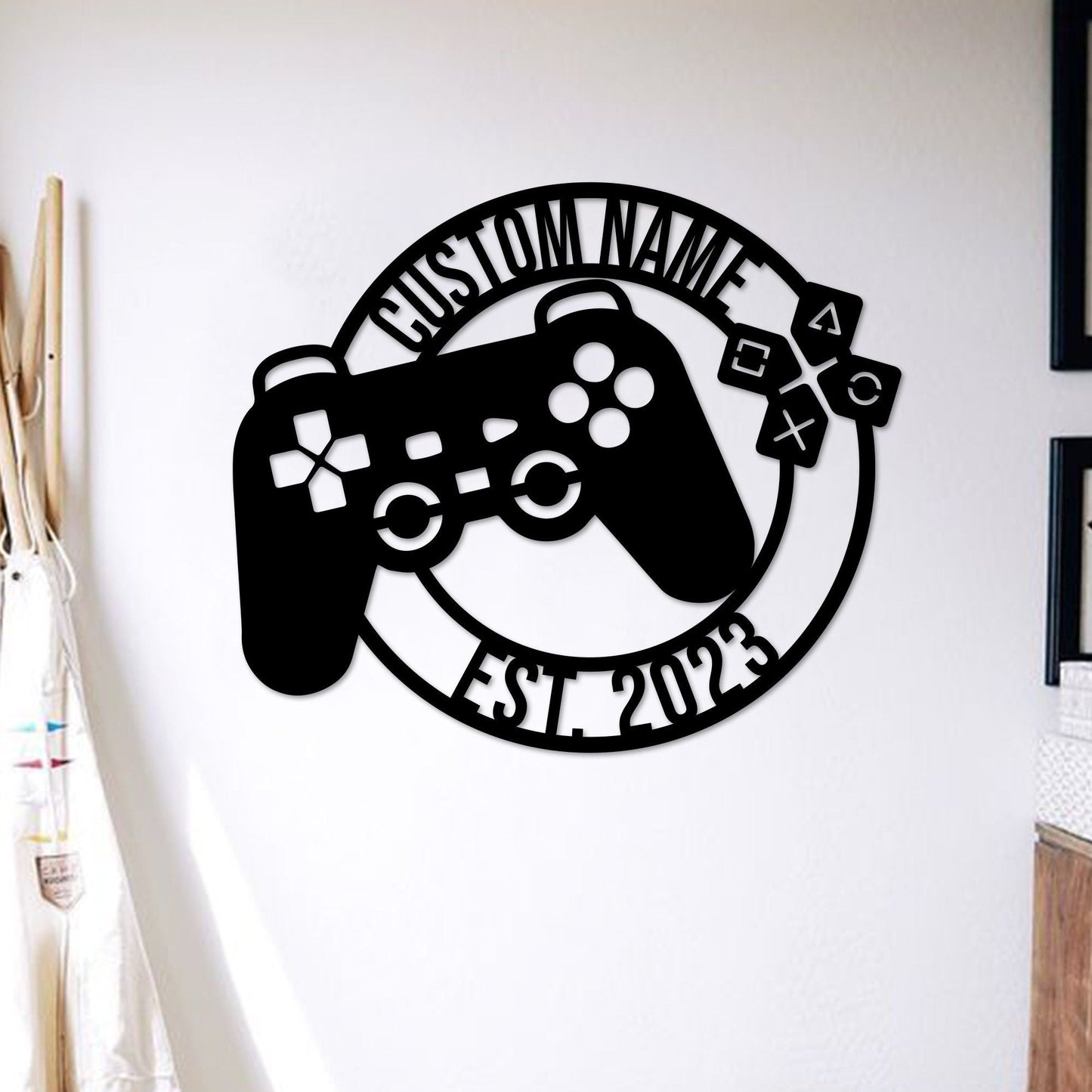 Custom Metal Gaming Sign with Led Light, Game Controller Metal Wall Art, Game Room Decor, Gamer Name Sign, Gaming Gift, Video Game Art