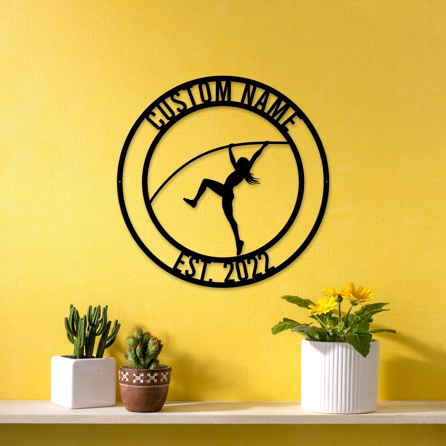 Personalized Female Pole Vaulter Metal Wall Art With Led Lights, Woman Pole Vaulter Christmas Sign, Pole Vaulter Gift, Living Room Decor