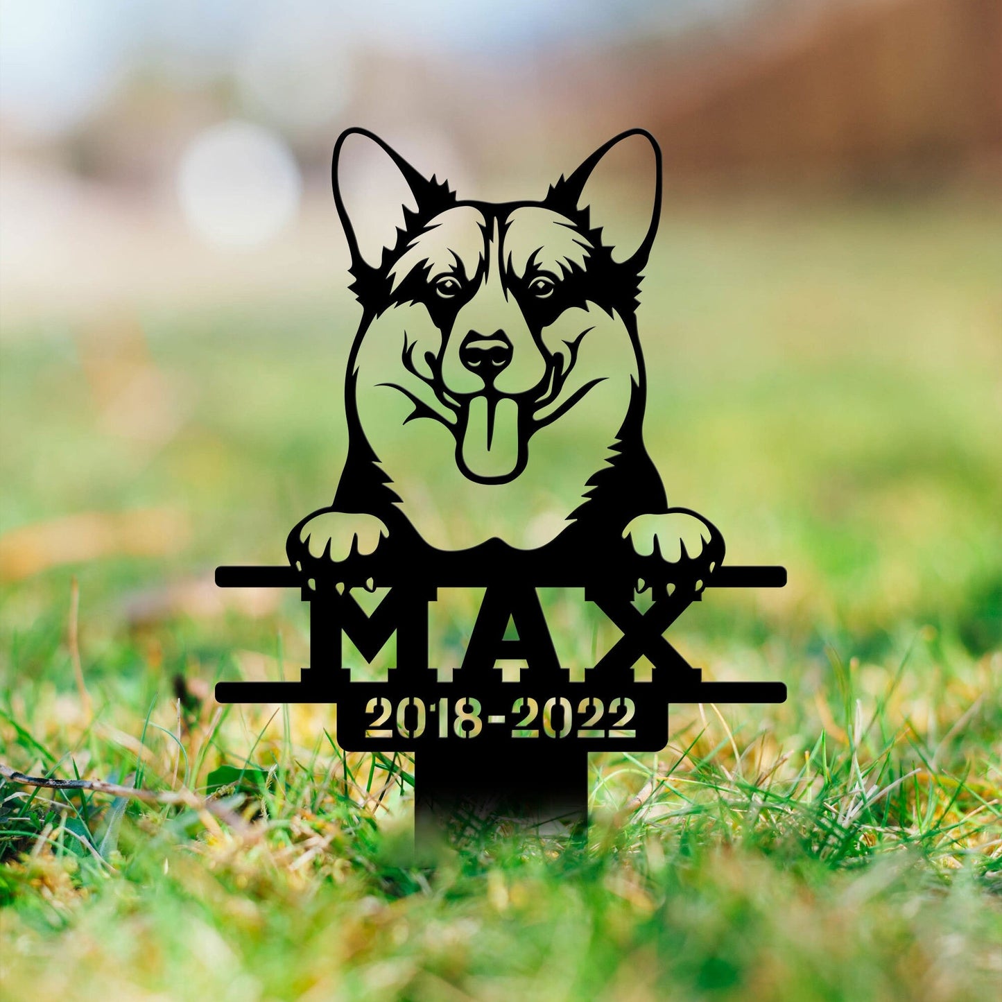 Pembroke Welsh Corgi Metal Stake with Solar Led Light, Pet Loss Gift Corgi Garden Stake Outdoor Sign, Dog Metal Yard Art, Dog Memorial Stake
