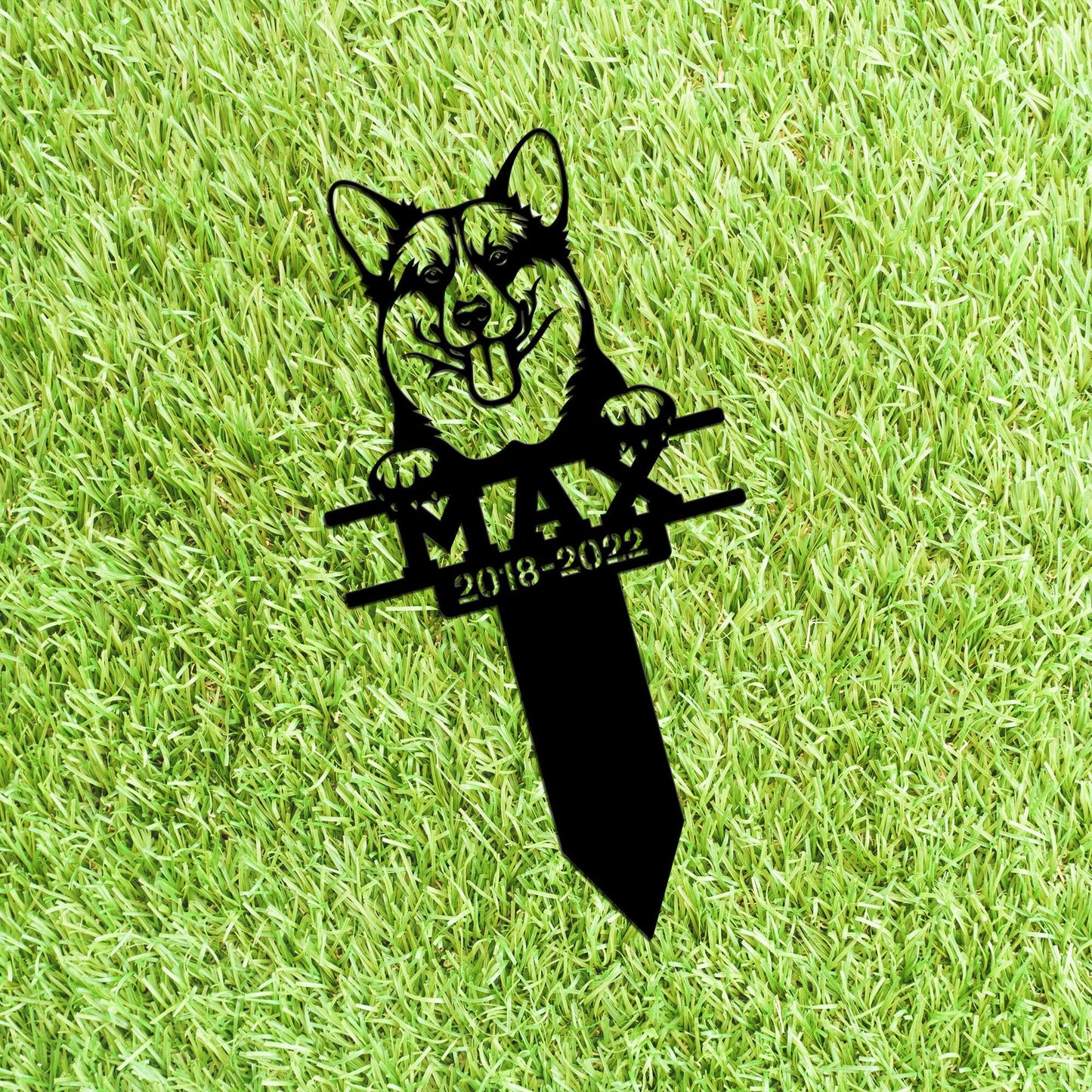 Pembroke Welsh Corgi Metal Stake with Solar Led Light, Pet Loss Gift Corgi Garden Stake Outdoor Sign, Dog Metal Yard Art, Dog Memorial Stake