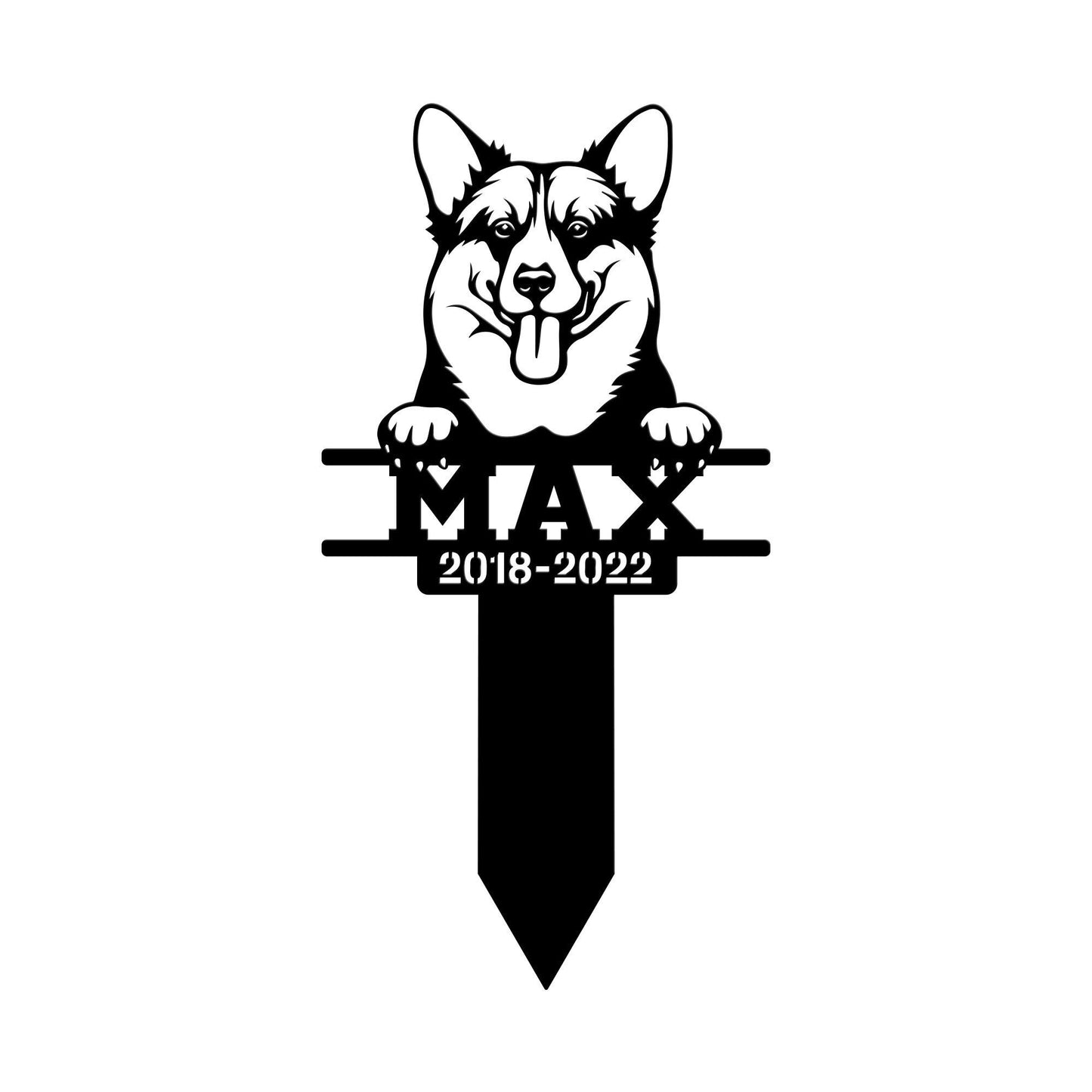 Pembroke Welsh Corgi Metal Stake with Solar Led Light, Pet Loss Gift Corgi Garden Stake Outdoor Sign, Dog Metal Yard Art, Dog Memorial Stake
