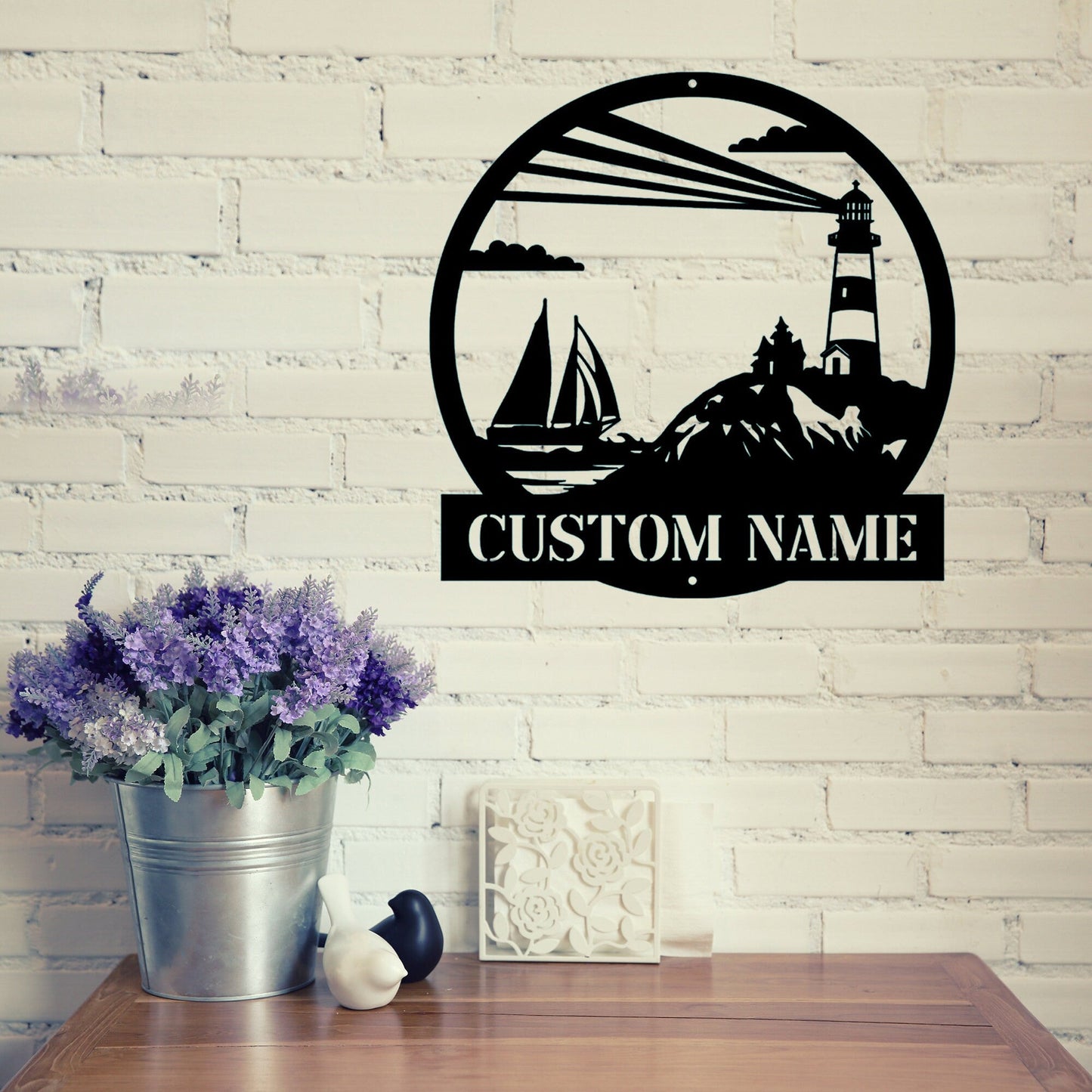 Custom Lighthouse Metal Wall Sign-Personalized Lighthouse Metal Art-Lighthouse Metal Wall Decor-Lighthouse Led Decor-Lighthouse Name Signs