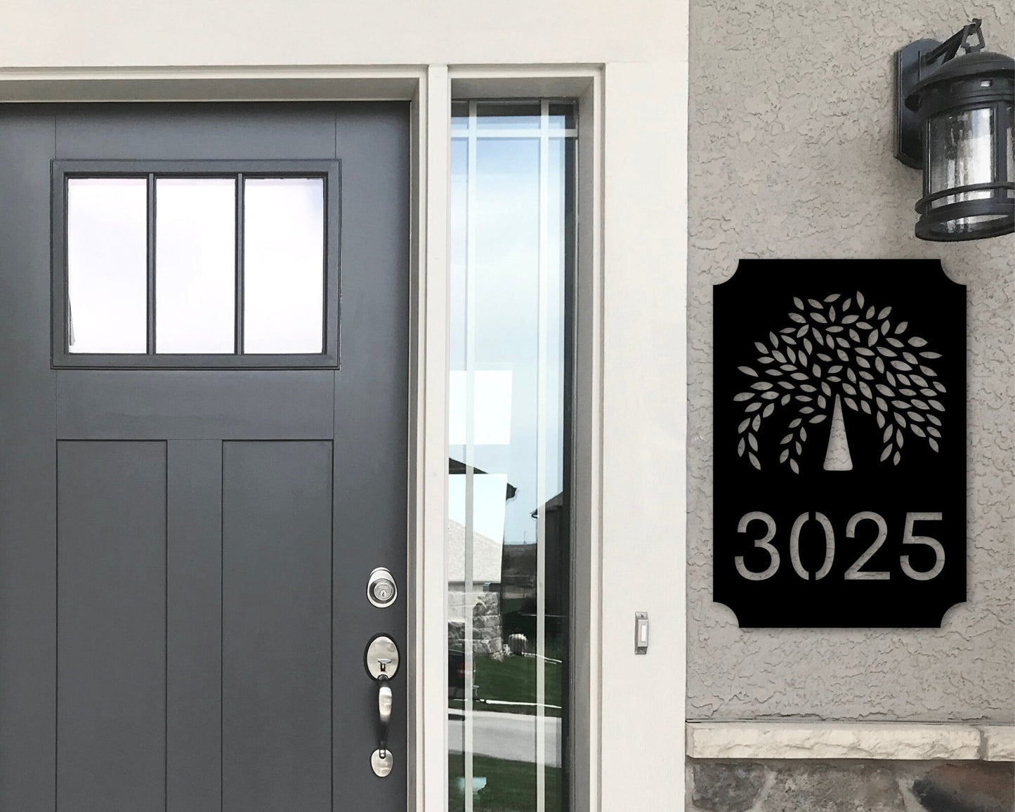 Custom Tree Address, Personalized Metal Address Sign, House Plaque, House Numbers, Rustic and Modern Decor
