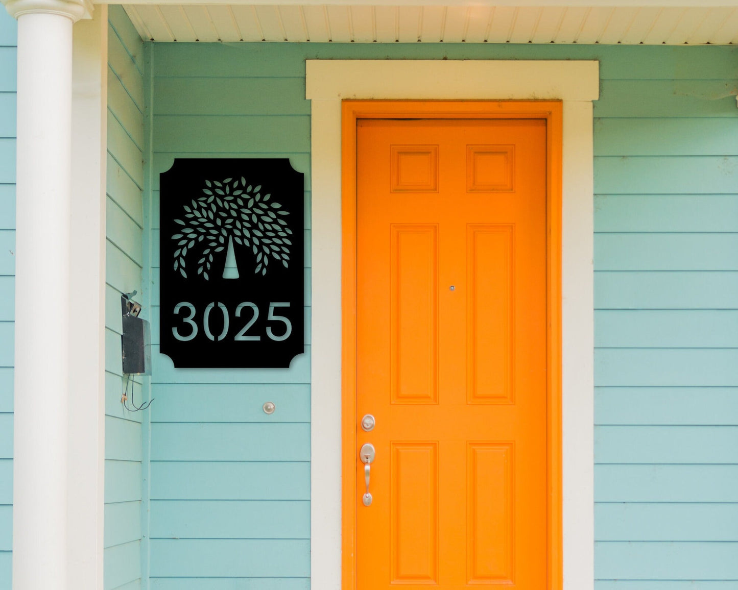 Custom Tree Address, Personalized Metal Address Sign, House Plaque, House Numbers, Rustic and Modern Decor