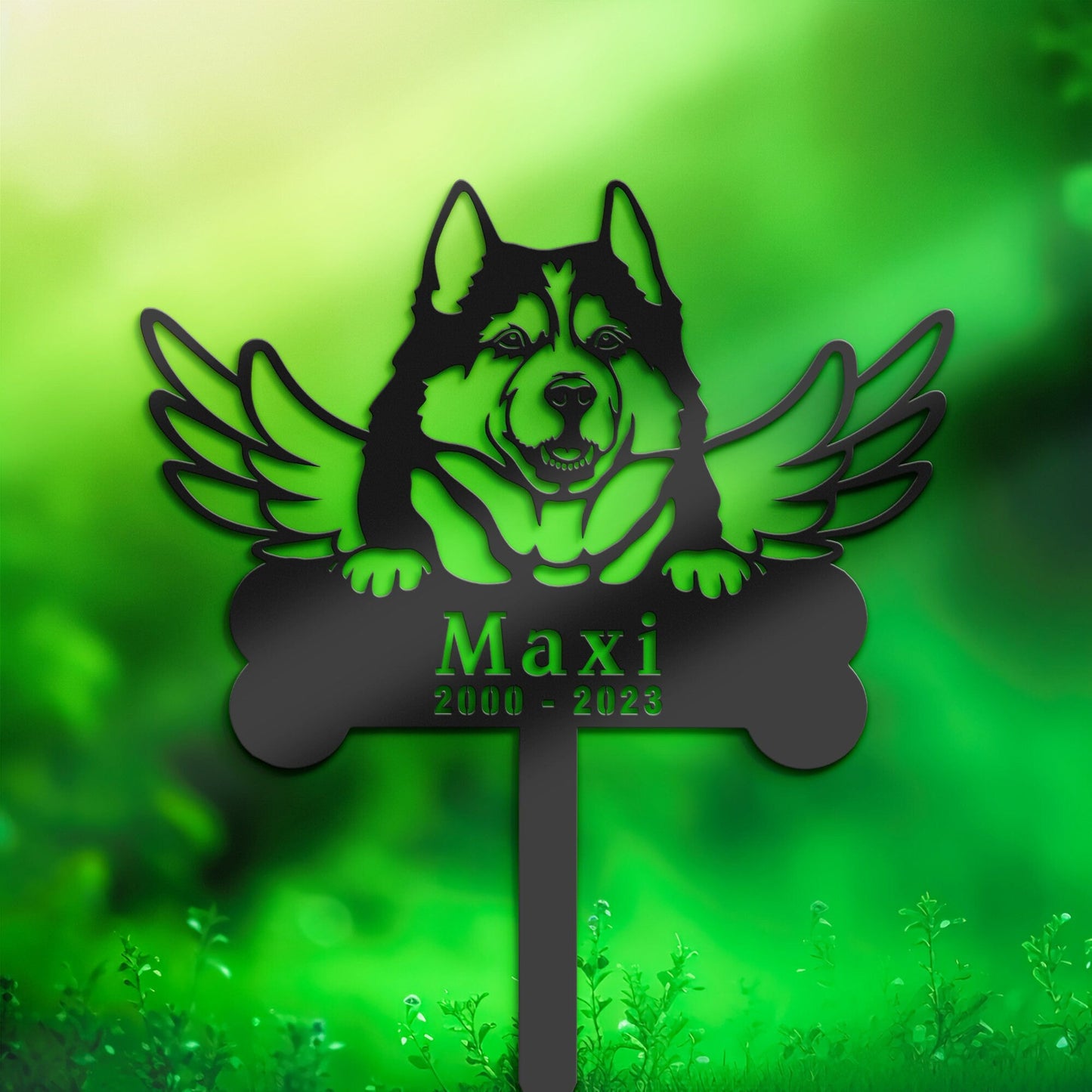 Personalized Husky Dog Memorial Stake, Metal Stake, Sympathy Sign, Pet Grave Marker, Remembrance Stake