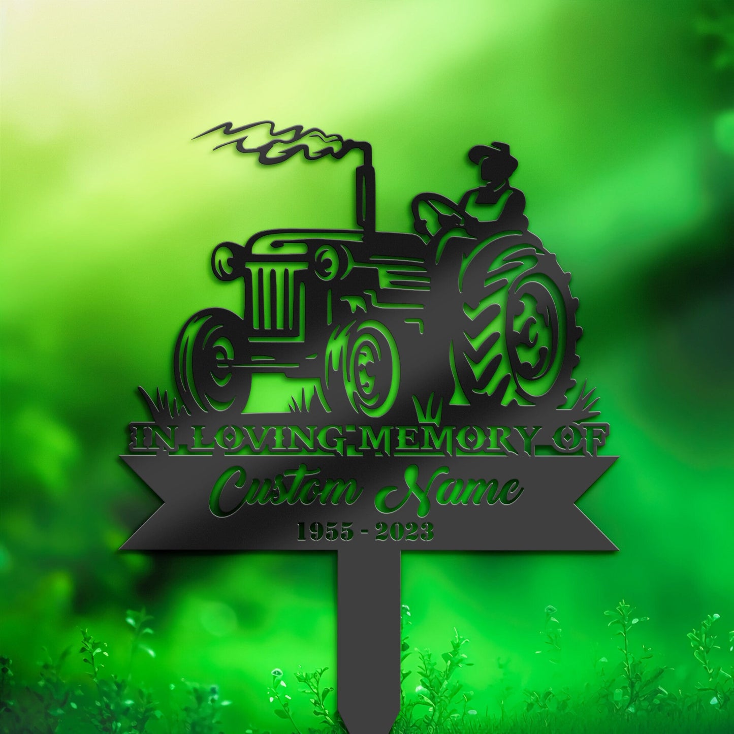 Personalized Farmer on tractor Memorial Stake, Metal Stake, Sympathy Sign, Grave Marker, Remembrance Stake