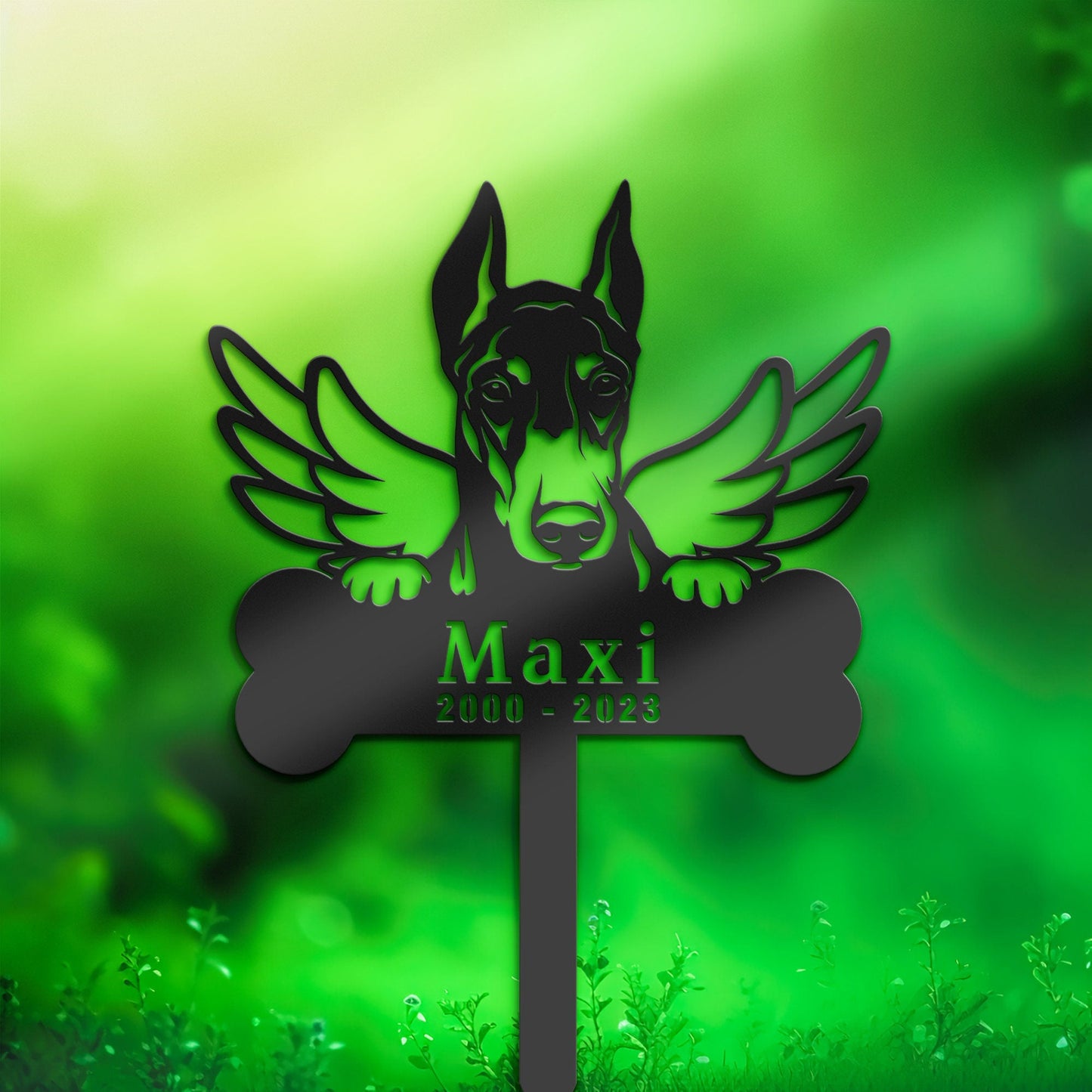 Personalized Doberman Dog Memorial Stake, Metal Stake, Sympathy Sign, Pet Grave Marker, Remembrance Stake