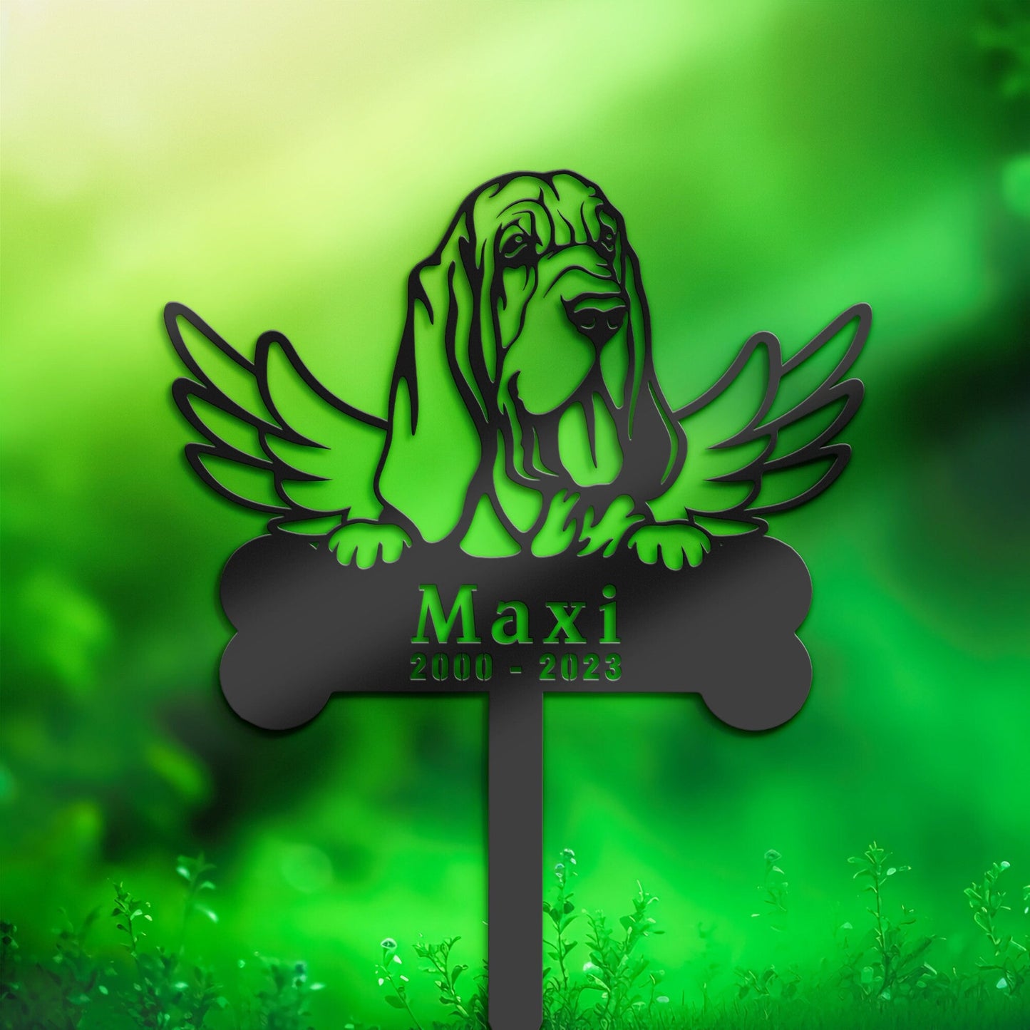 Personalized Bloodhound Dog Memorial Stake, Metal Stake, Sympathy Sign, Pet Grave Marker, Remembrance Stake