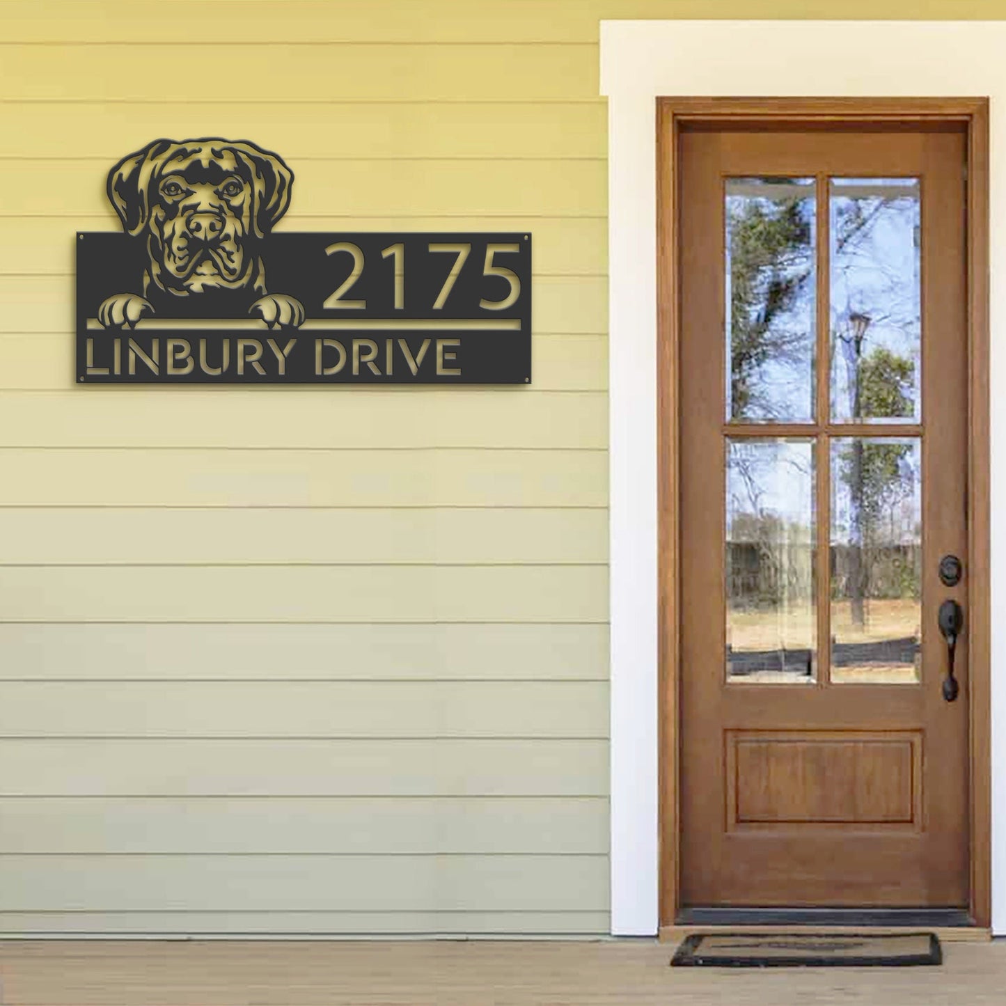 Personalized Cane Corso dog, cute puppy Metal Address Sign House number Hanging Address Plaque Yard Sign Outdoor decor Garden Stake