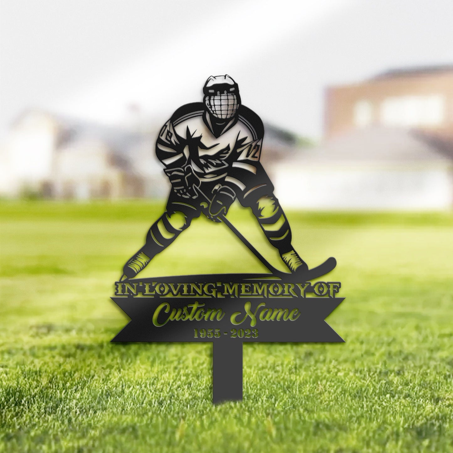 Personalized Hockey player Memorial Stake, Metal Stake, Sympathy Sign, Grave Marker, Remembrance Stake