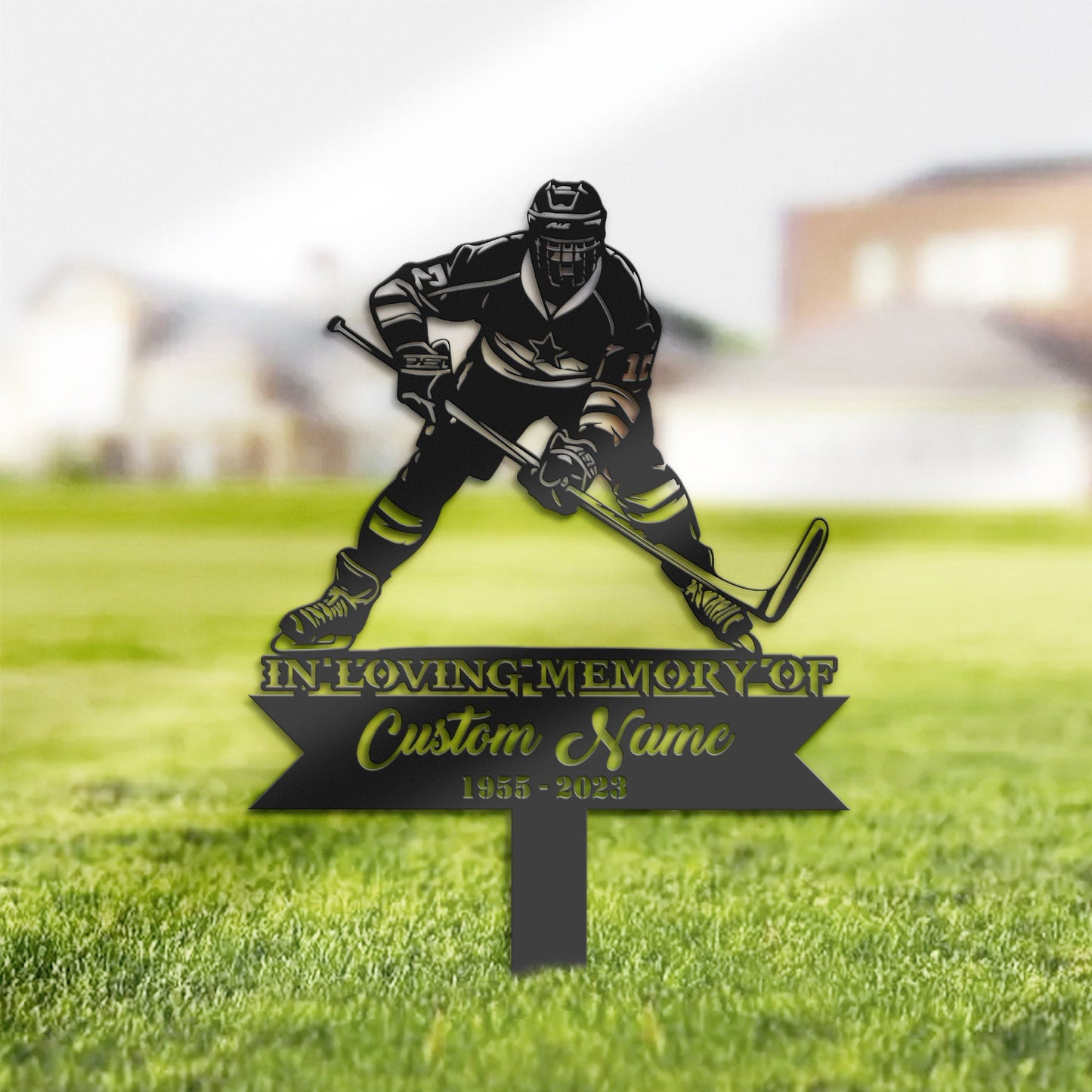 Personalized Hockey player Memorial Stake, Metal Stake, Sympathy Sign, Grave Marker, Remembrance Stake