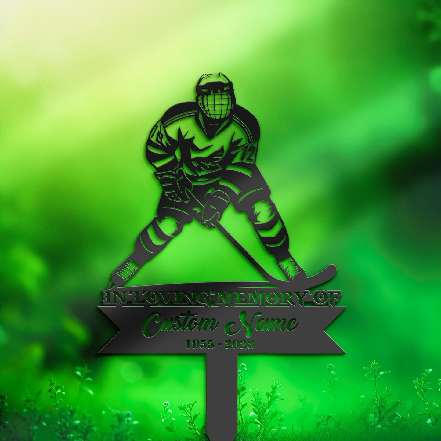 Personalized Hockey player Memorial Stake, Metal Stake, Sympathy Sign, Grave Marker, Remembrance Stake