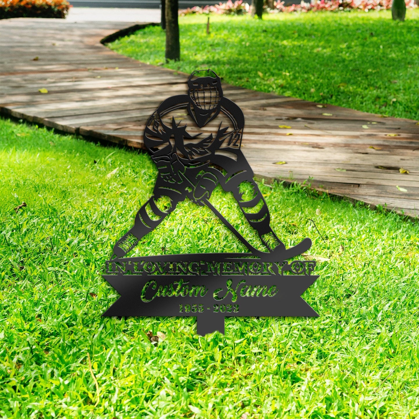 Personalized Hockey player Memorial Stake, Metal Stake, Sympathy Sign, Grave Marker, Remembrance Stake