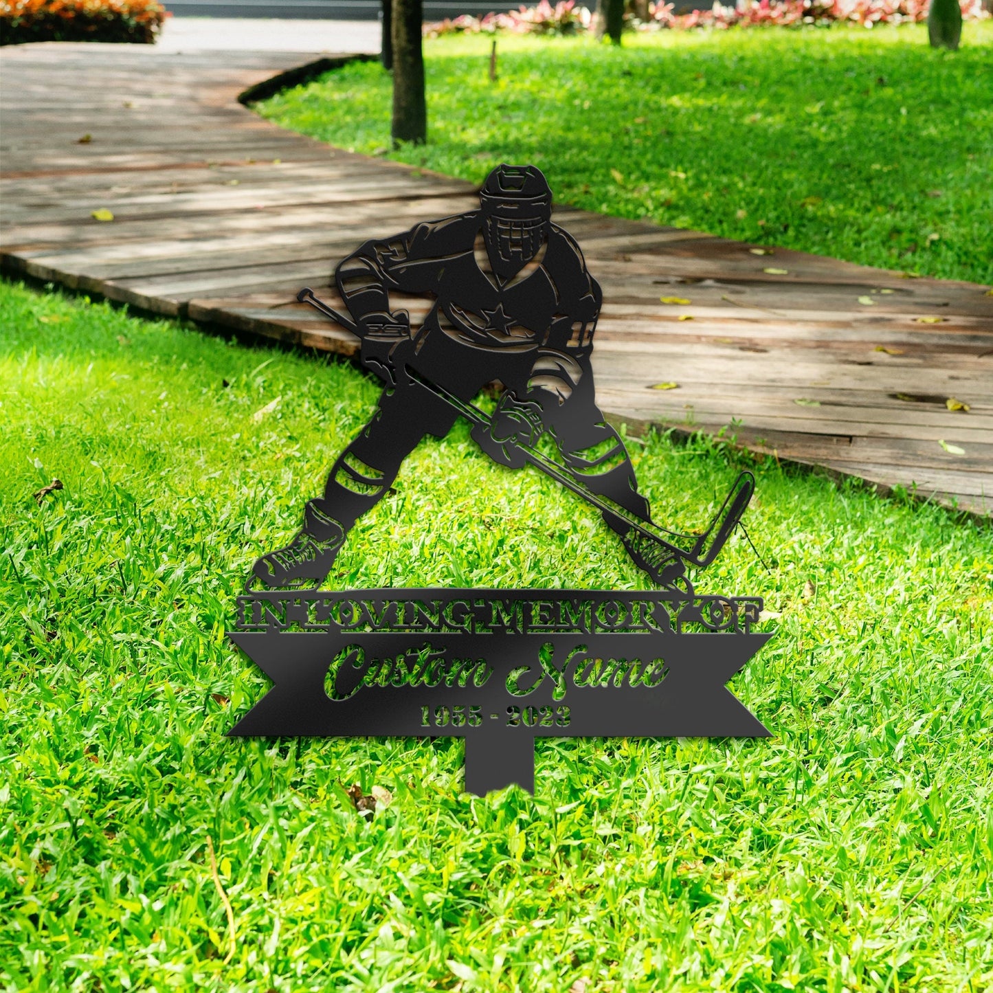 Personalized Hockey player Memorial Stake, Metal Stake, Sympathy Sign, Grave Marker, Remembrance Stake
