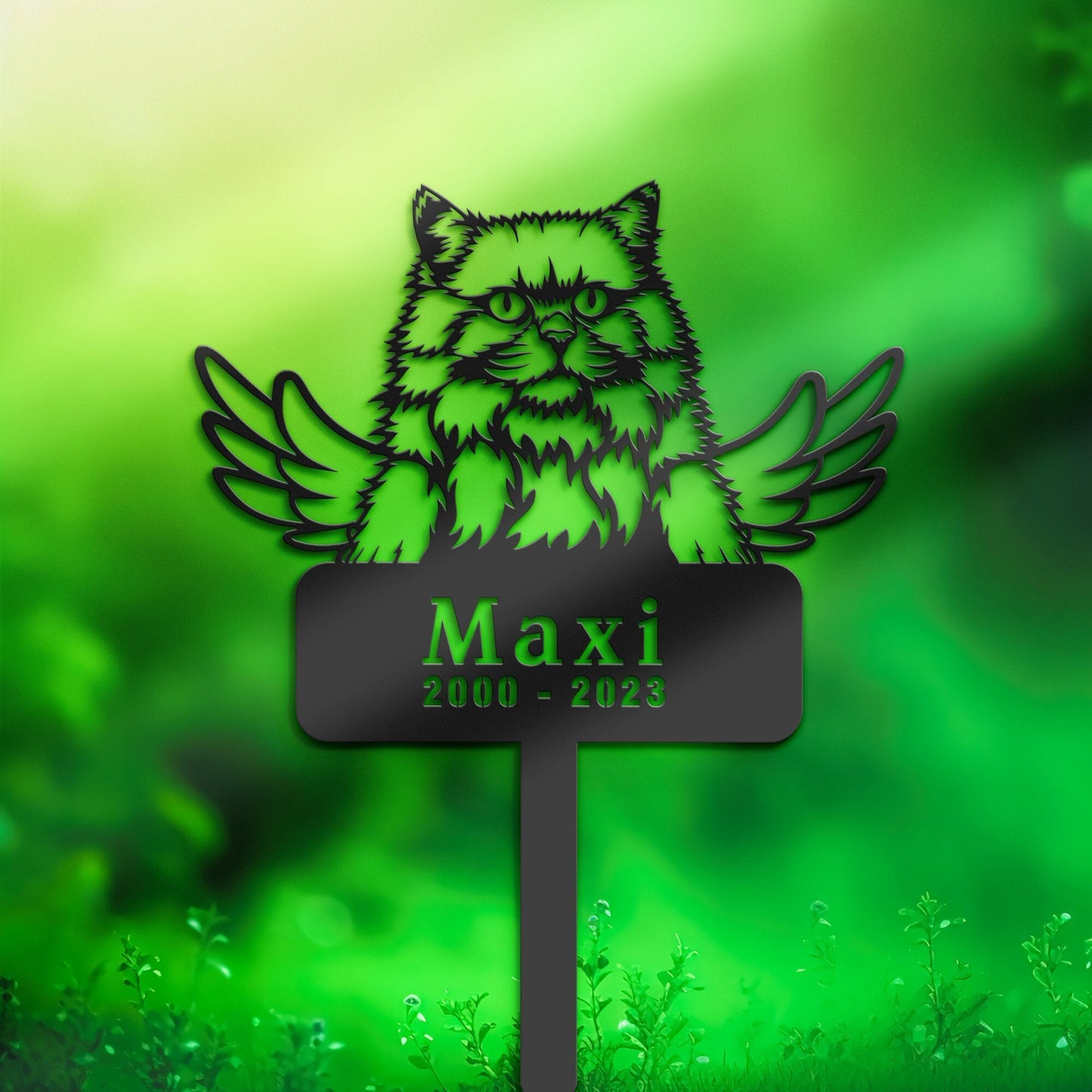 Personalized British longhair Cat Memorial Stake, Metal Stake, Sympathy Sign, Pet Grave Marker, Remembrance Stake