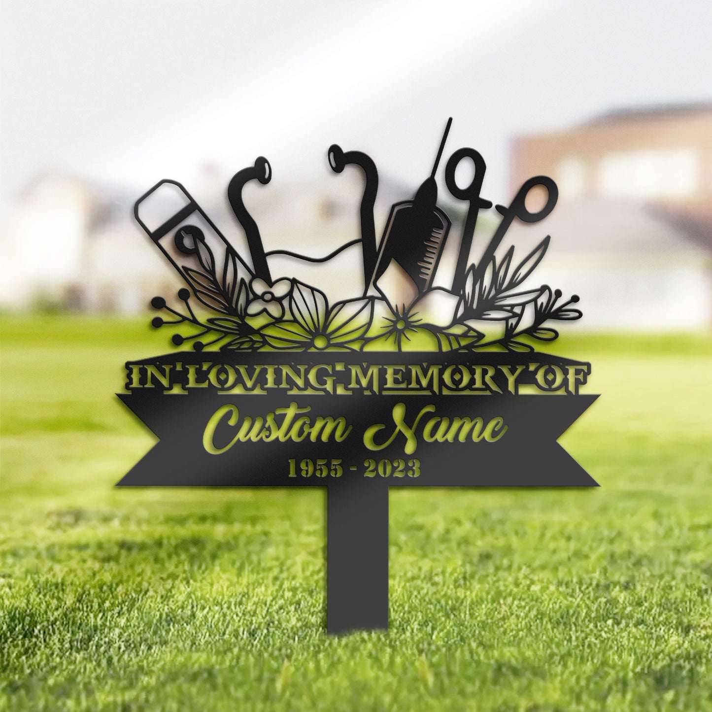 Personalized Nurse medical tools medical worker Memorial Stake, Metal Stake, Sympathy Sign, Grave Marker, Remembrance Stake
