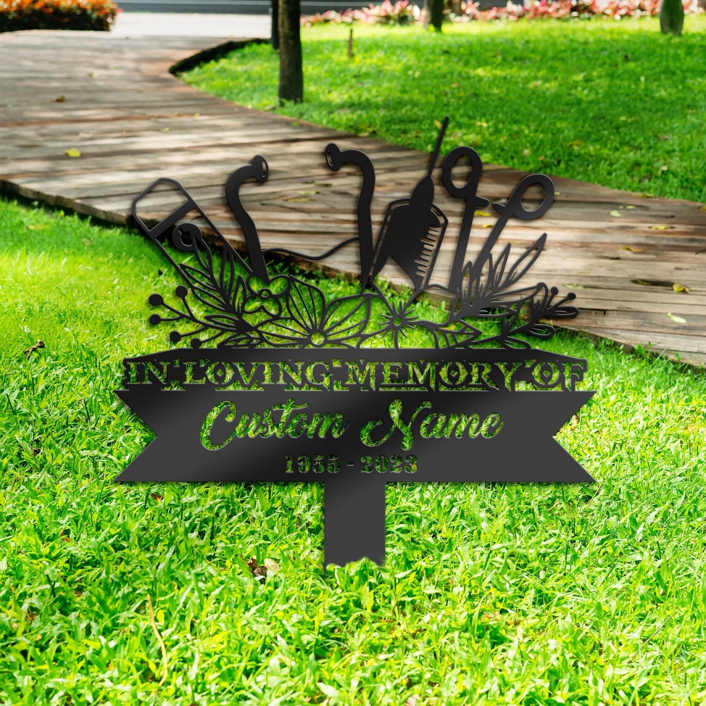 Personalized Nurse medical tools medical worker Memorial Stake, Metal Stake, Sympathy Sign, Grave Marker, Remembrance Stake