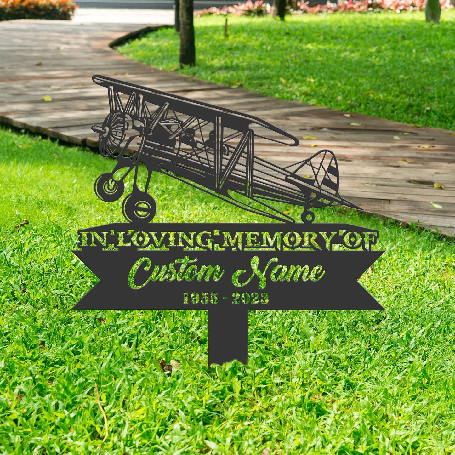 Personalized Airplane pilot Memorial Stake, Metal Stake, Sympathy Sign, Grave Marker, Remembrance Stake