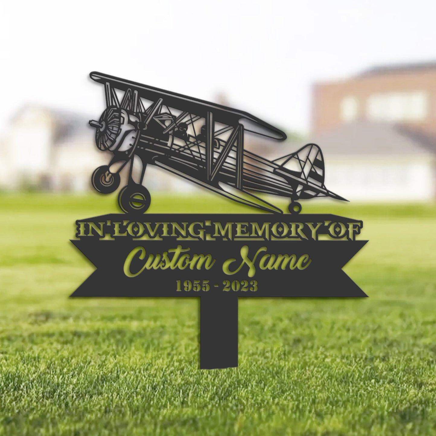 Personalized Airplane pilot Memorial Stake, Metal Stake, Sympathy Sign, Grave Marker, Remembrance Stake