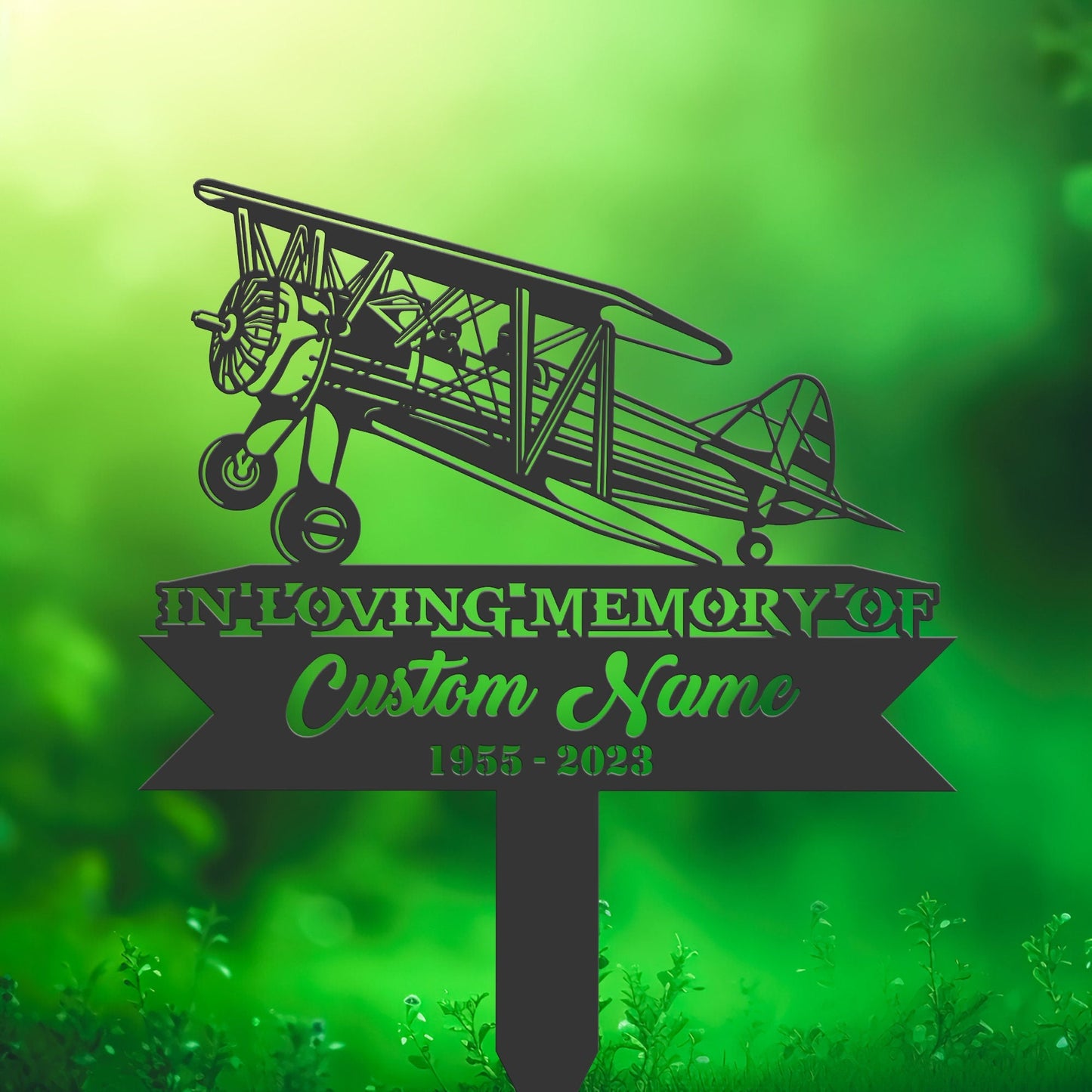 Personalized Airplane pilot Memorial Stake, Metal Stake, Sympathy Sign, Grave Marker, Remembrance Stake