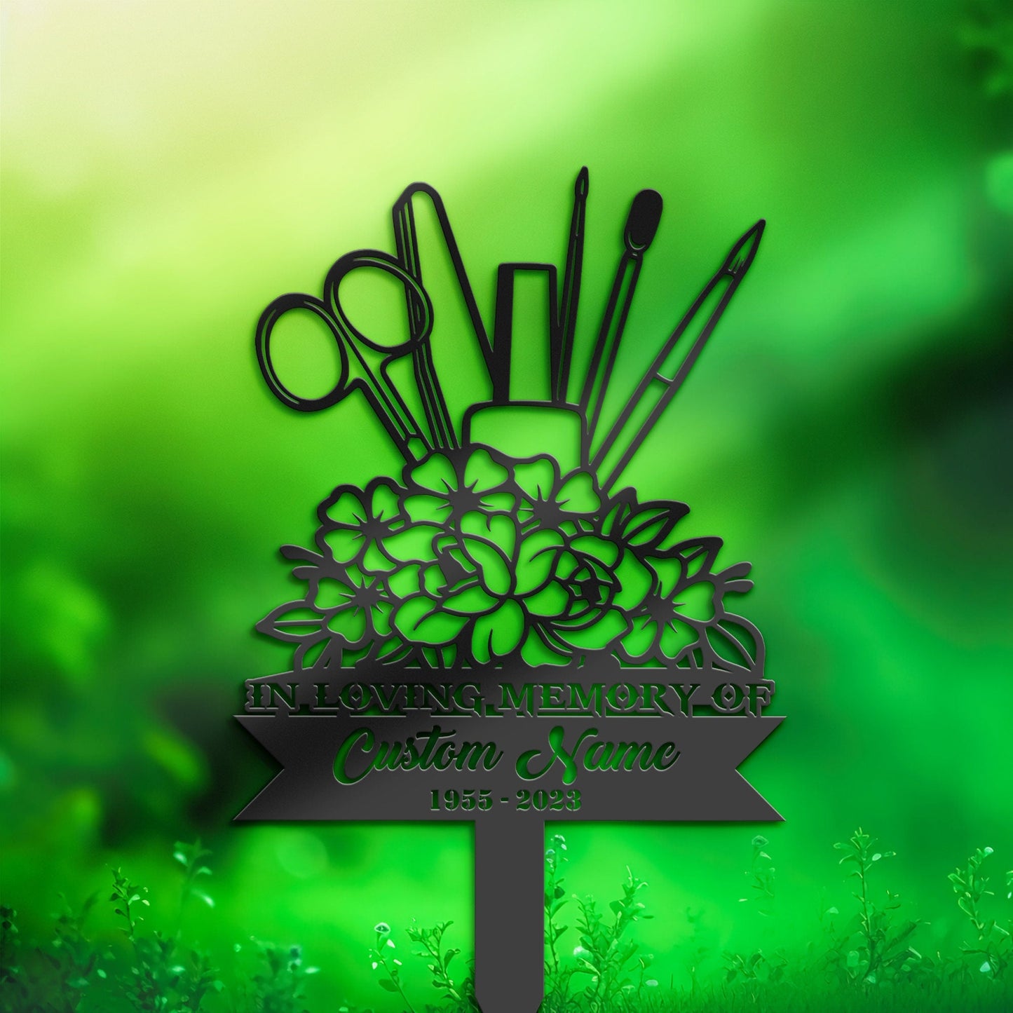 Personalized Nail Technician Memorial Stake, Metal Stake, Sympathy Sign, Grave Marker, Remembrance Stake