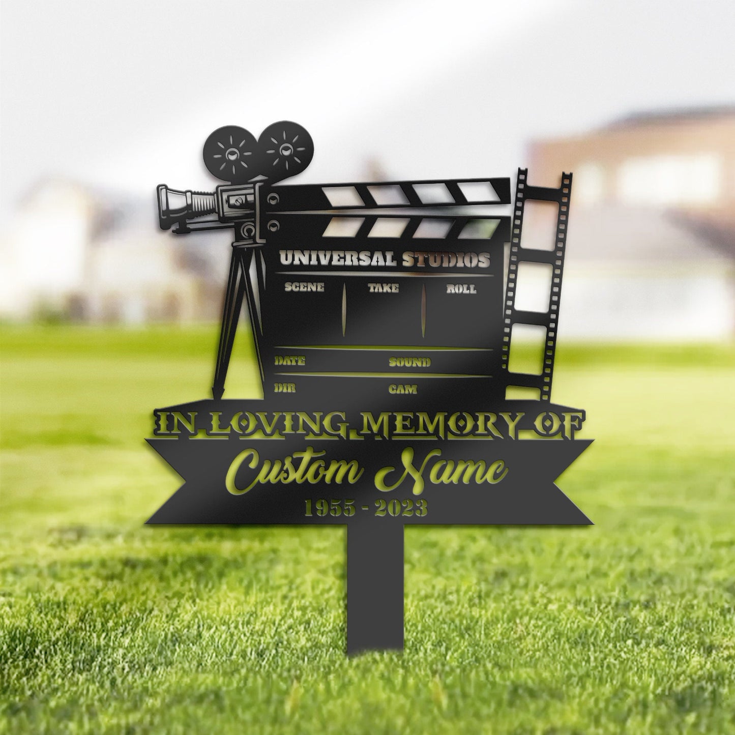 Personalized Movie director cameraman Memorial Stake, Metal Stake, Sympathy Sign, Grave Marker, Remembrance Stake