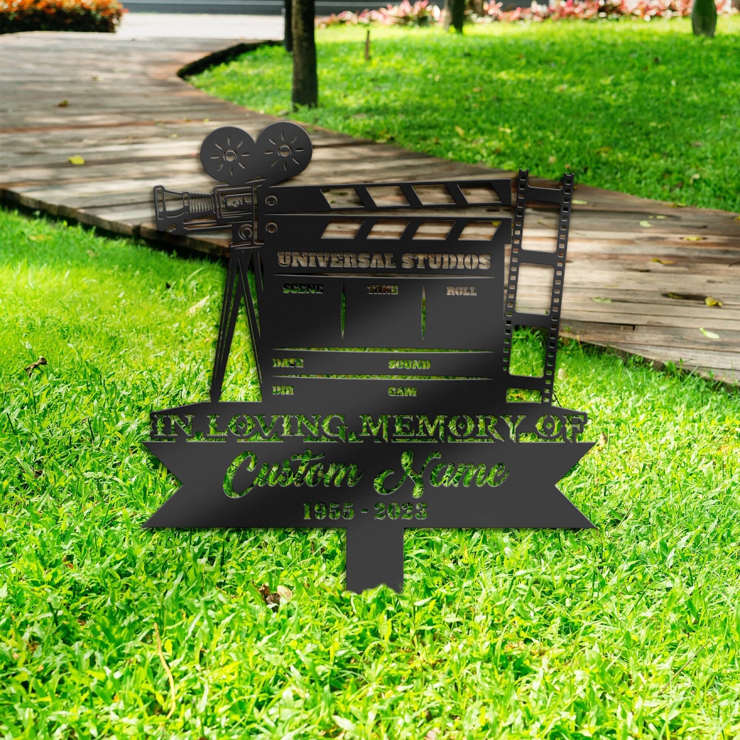 Personalized Movie director cameraman Memorial Stake, Metal Stake, Sympathy Sign, Grave Marker, Remembrance Stake