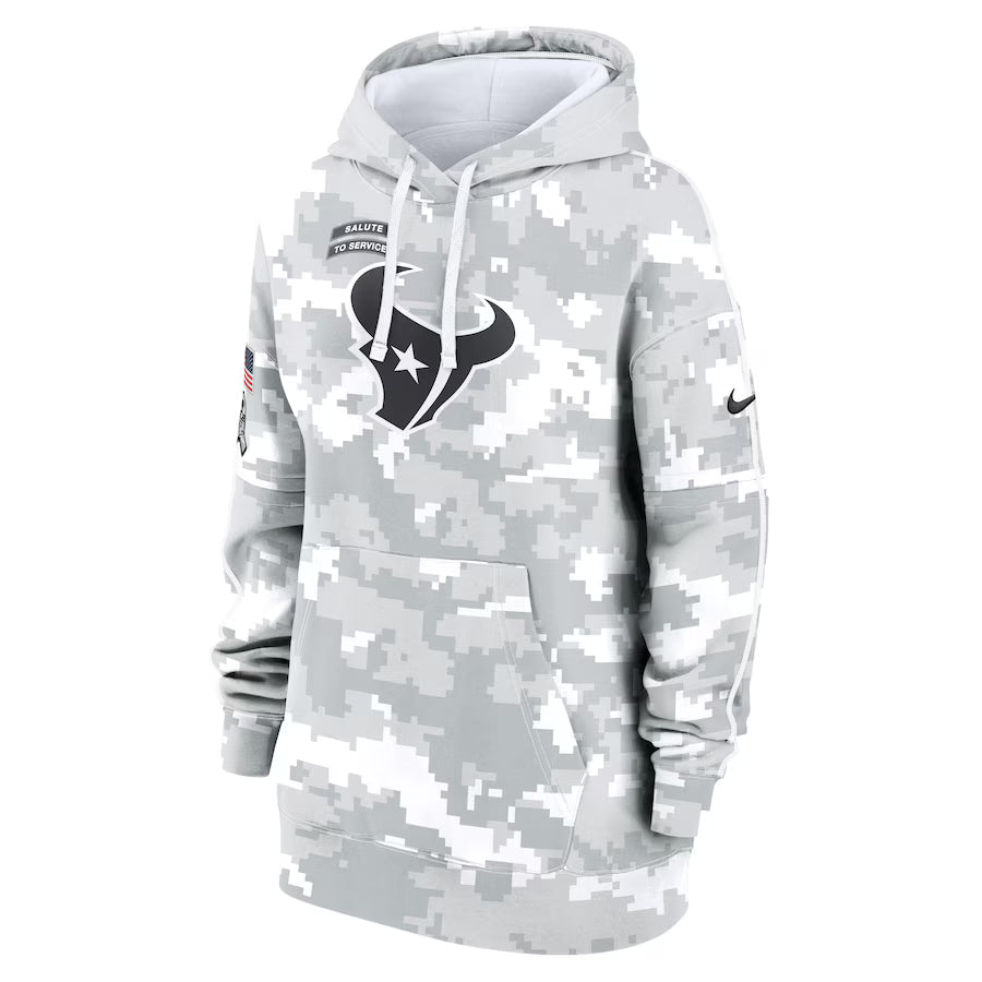 Houston Texans Nike Women's Salute To Service Club Fleece Oversized Pullover Hoodie - Arctic Camo