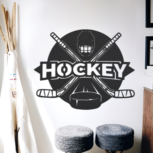 Hockey Stick Metal Sign,Personalized Hockey Wall Art,Hockey Wall Decor,Custom Hockey Player Name Sign,Hockey sign for Kids Room Decor