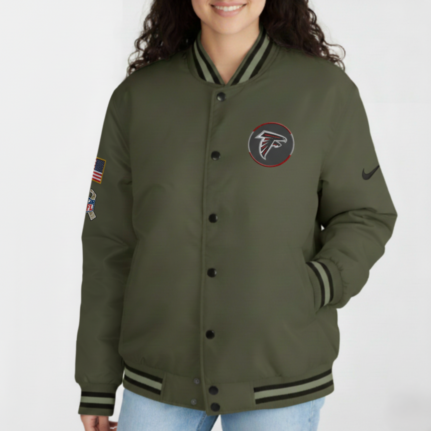 Atlanta Falcons Nike Women's 2025 Salute to Service Varsity Jacket