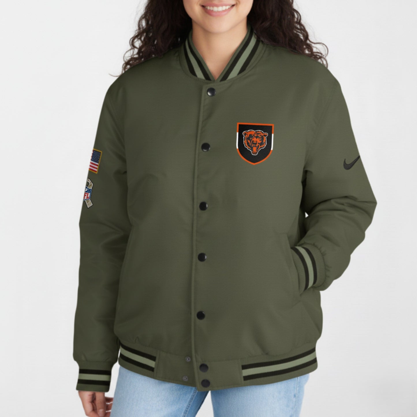 Chicago Bears Nike Women's 2025 Salute to Service Varsity Jacket